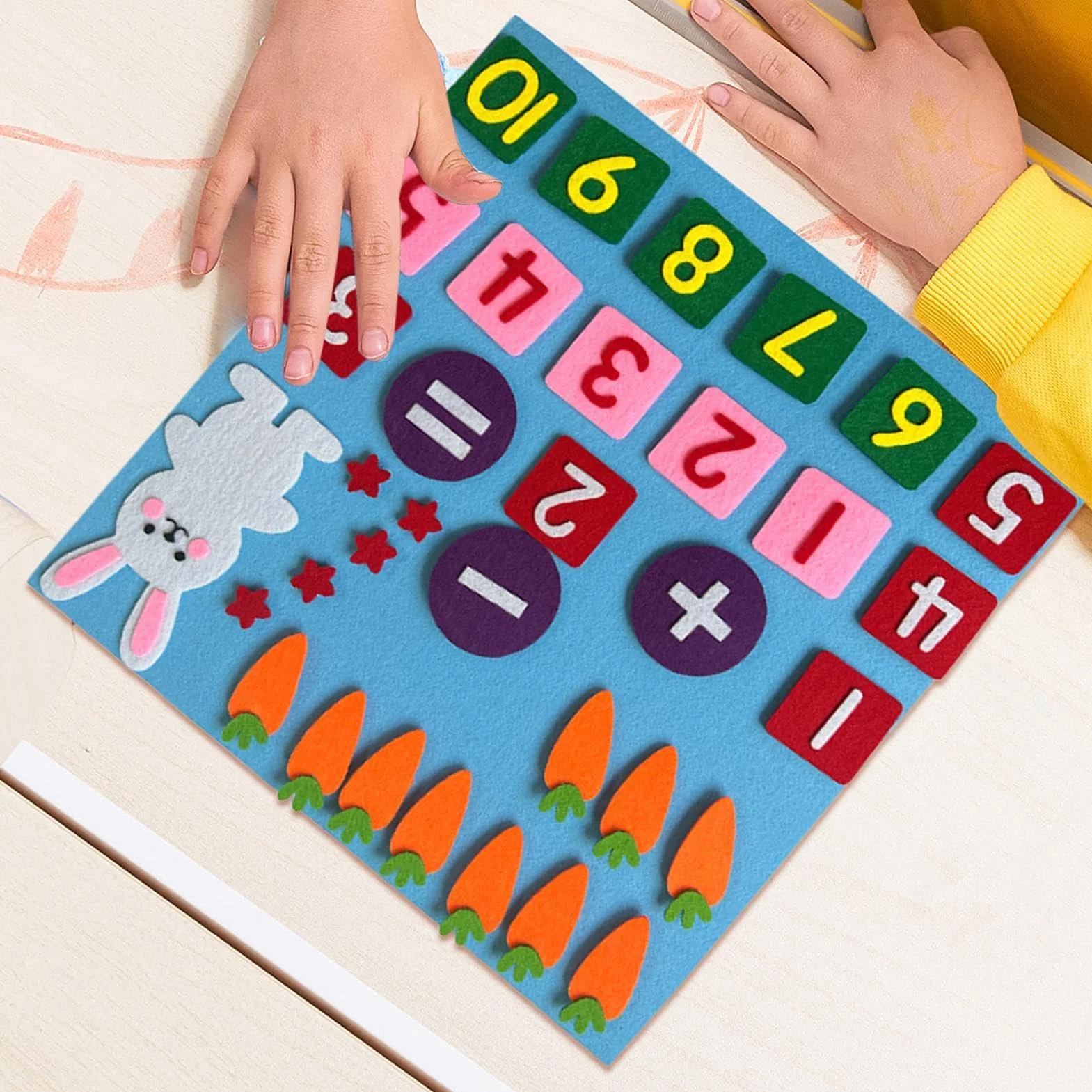 Tabella in feltro – Conteggio e sottrazione – Tavola in feltro – Tabella in feltro con numeri per i bambini – Giocattolo educativo per la matematica