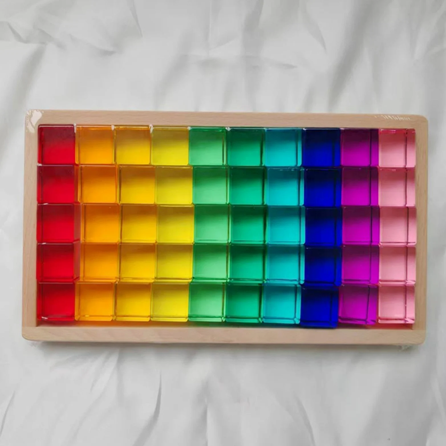 Set di Blocchi da Costruzione Arcobaleno Gem, Blocchi impilabili in plastica, Giocattolo per l'apprendimento della consapevolezza Spaziale per Bambini- 50pz