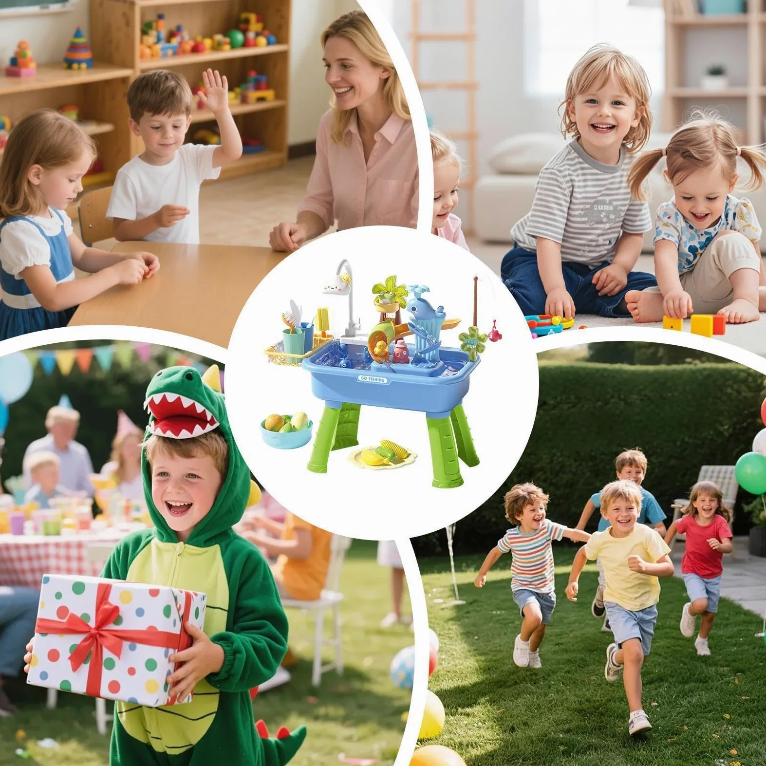 Tavolo Acquatico da Esterno di Pesca Estivo | Giochi Lavello Cucina Per Bambini E Prescolari Giardino Terrazzo Spiaggia Campeggio Asilo Bagno Sala Per Giocare Vacanze E