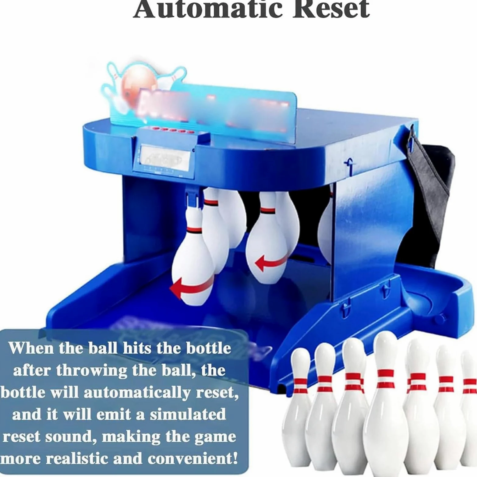 Set da bowling elettronico per casa – console sportiva da bowling indoor con reset automatico, illuminazione ed effetti sonori per bambini e adulti