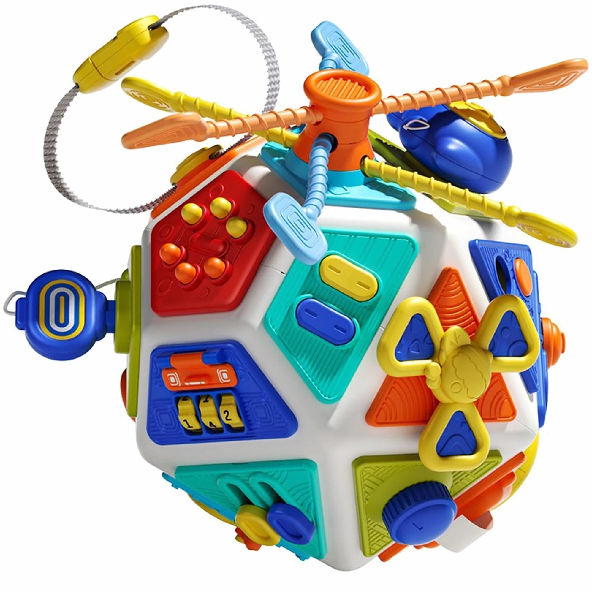 Cubo Occupato 1 cubo attività Montessori da Tavolo |.Giocattolo sensoriale a 22 Facce per i più Piccoli, Multicolore