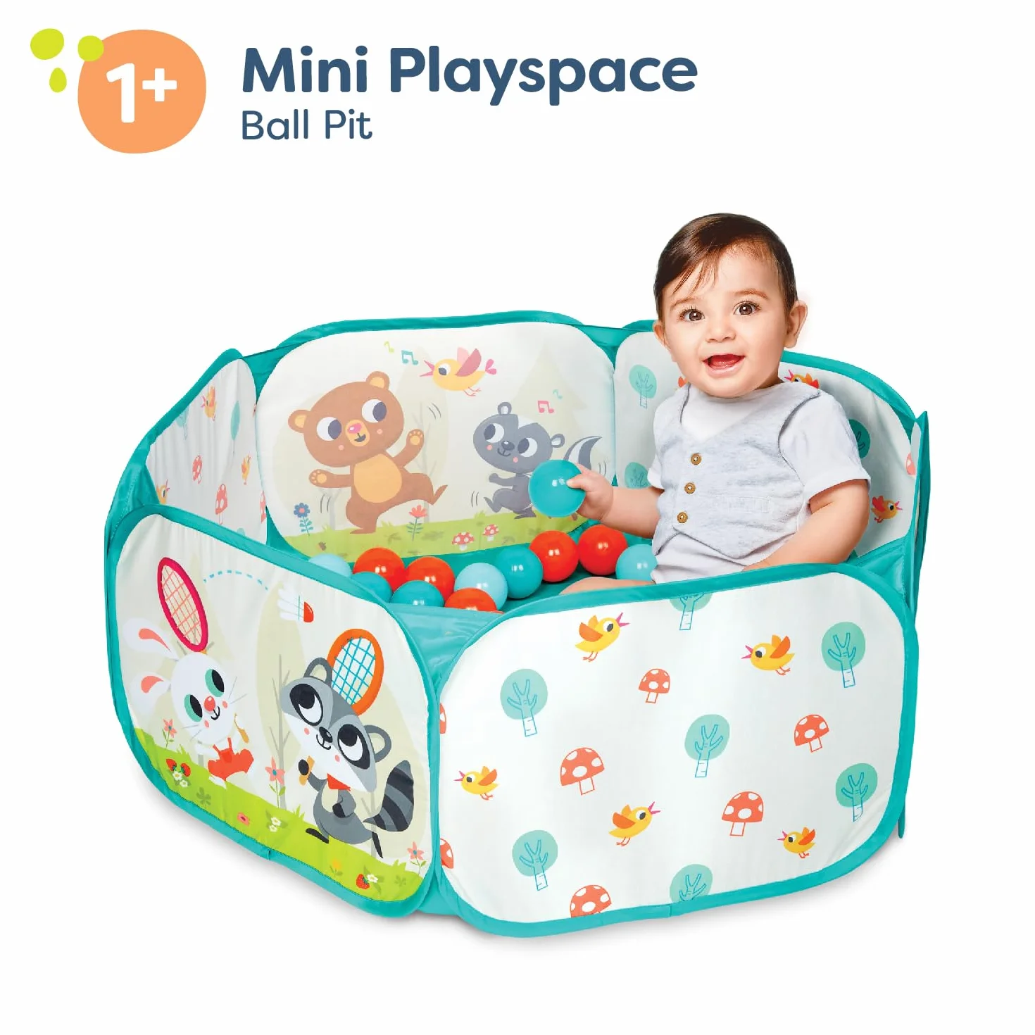 B. toys - Mini Spazio Giochi - Fossa delle Palline - 42 Palline Colorate - Pieghevole e Portatile - Set di Giochi Attivi per Bambini e Ragazzi - 1 Anno +