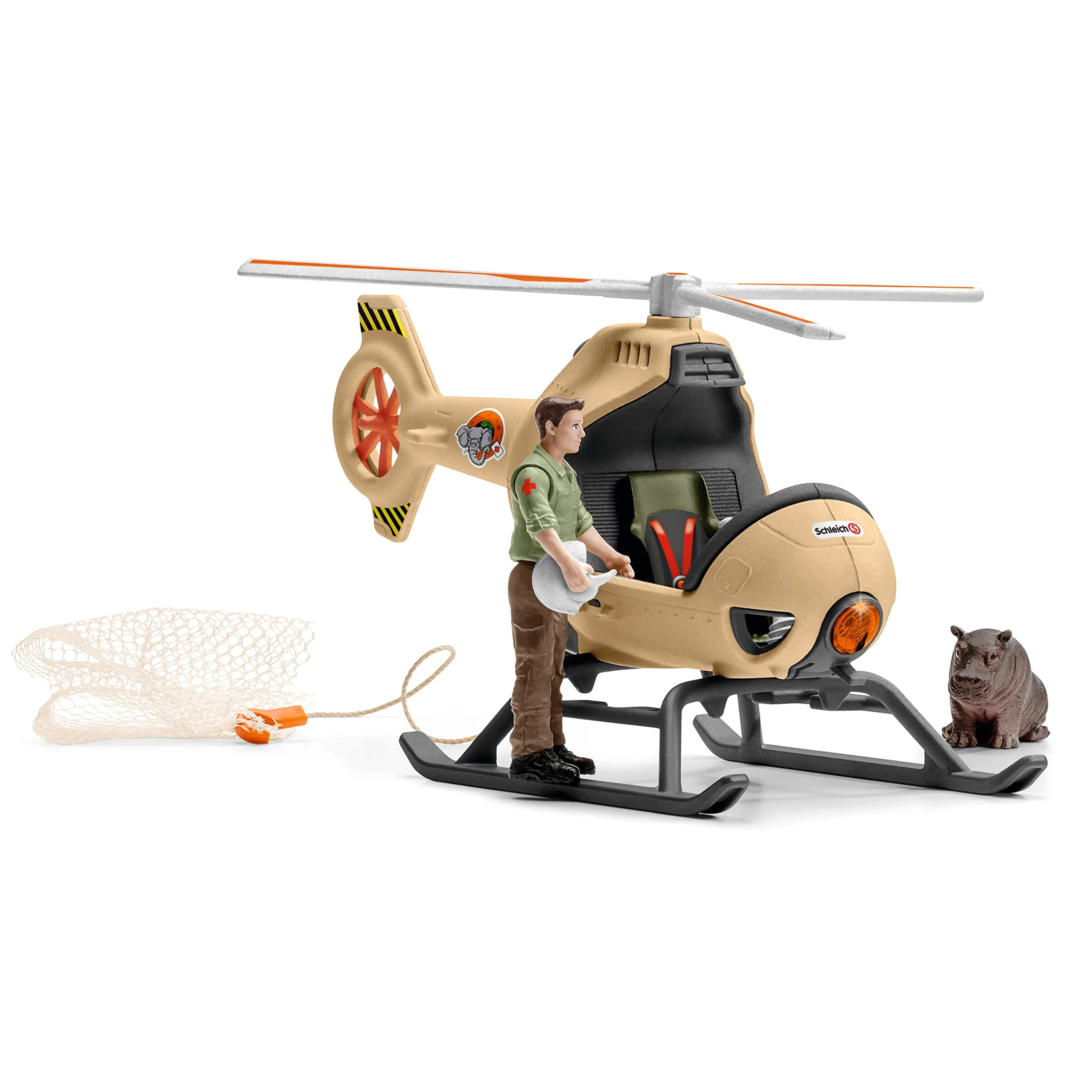 Schleich WILD LIFE | Elicottero per il salvataggio degli animali 42476 | Set da gioco dai 3 anni | set con personaggi, numerose funzioni e tanti accessori | figure realistiche di animali