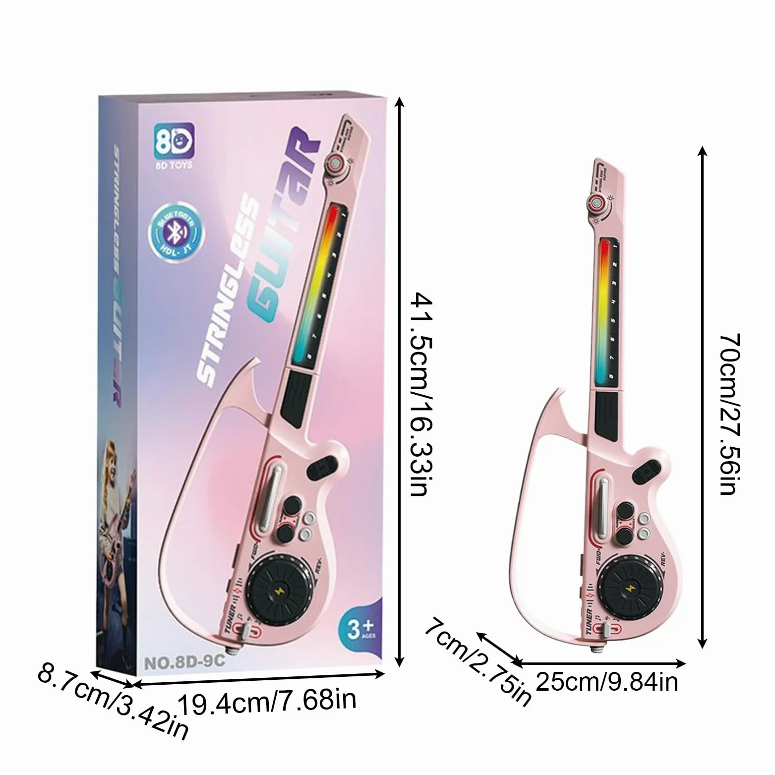 Chitarra per Bambini Giocattolo Educativo Senza Corde e Wireless | Set Chitarra Basso Musicale Regalo per Ragazzi Ragazze Adolescenti Viaggio Casa Scuola Natale Compleanno