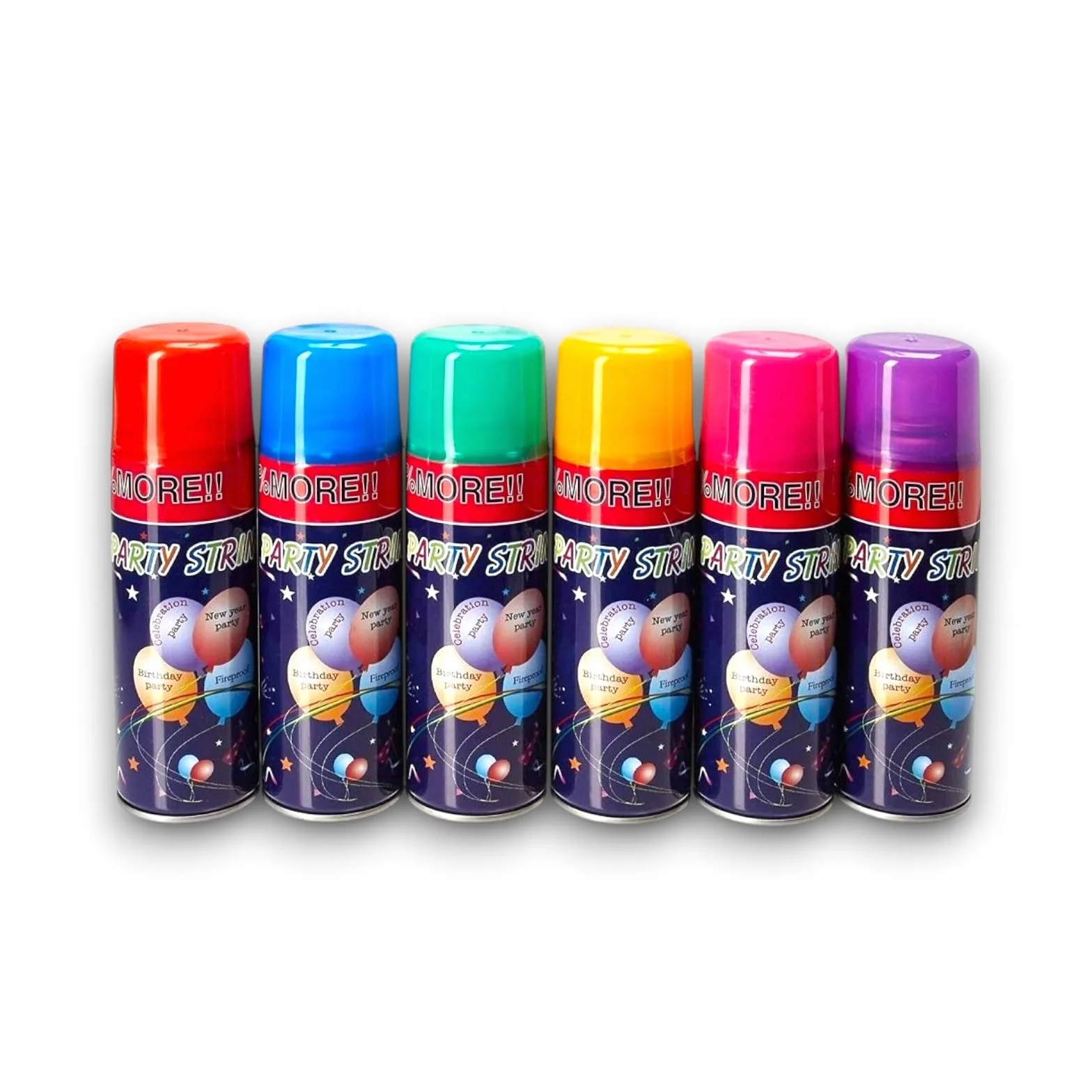 Generico Stelle Filanti Spray Multicolore Bombolette Colorate 6 Colori Differenti Scherzi di Carnevale Bambini Ragazzi Adulti (6, Stelle Filanti)