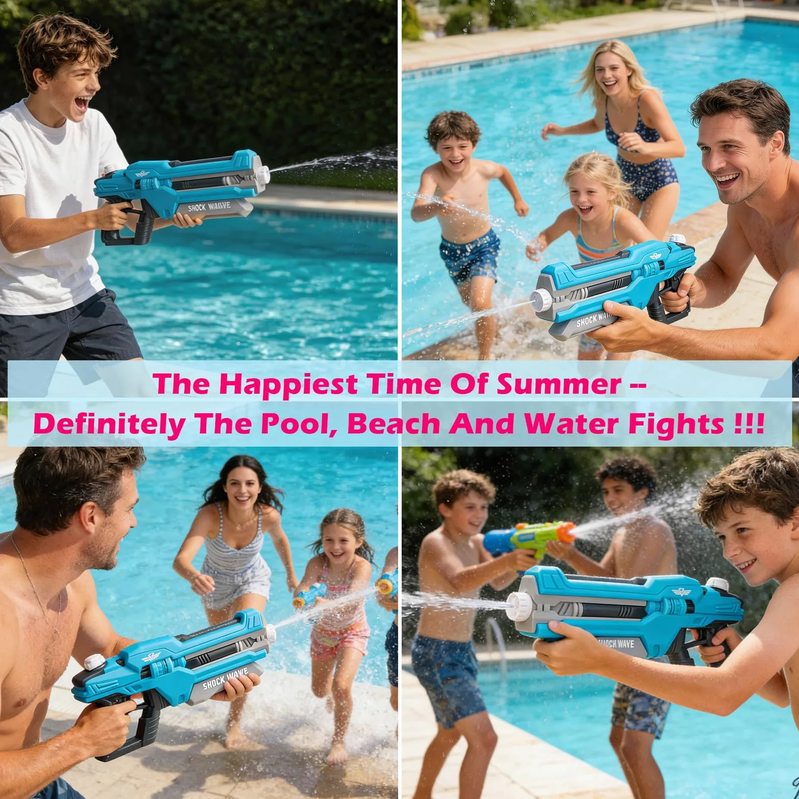 Pistola ad acqua da 1300 cc, grande pistola ad acqua per bambini e adulti, portata 9-12 m, lanciatore ad acqua Super Soaker, pistola a spruzzo d'acqua per estate, spiaggia e piscina, giocattolo