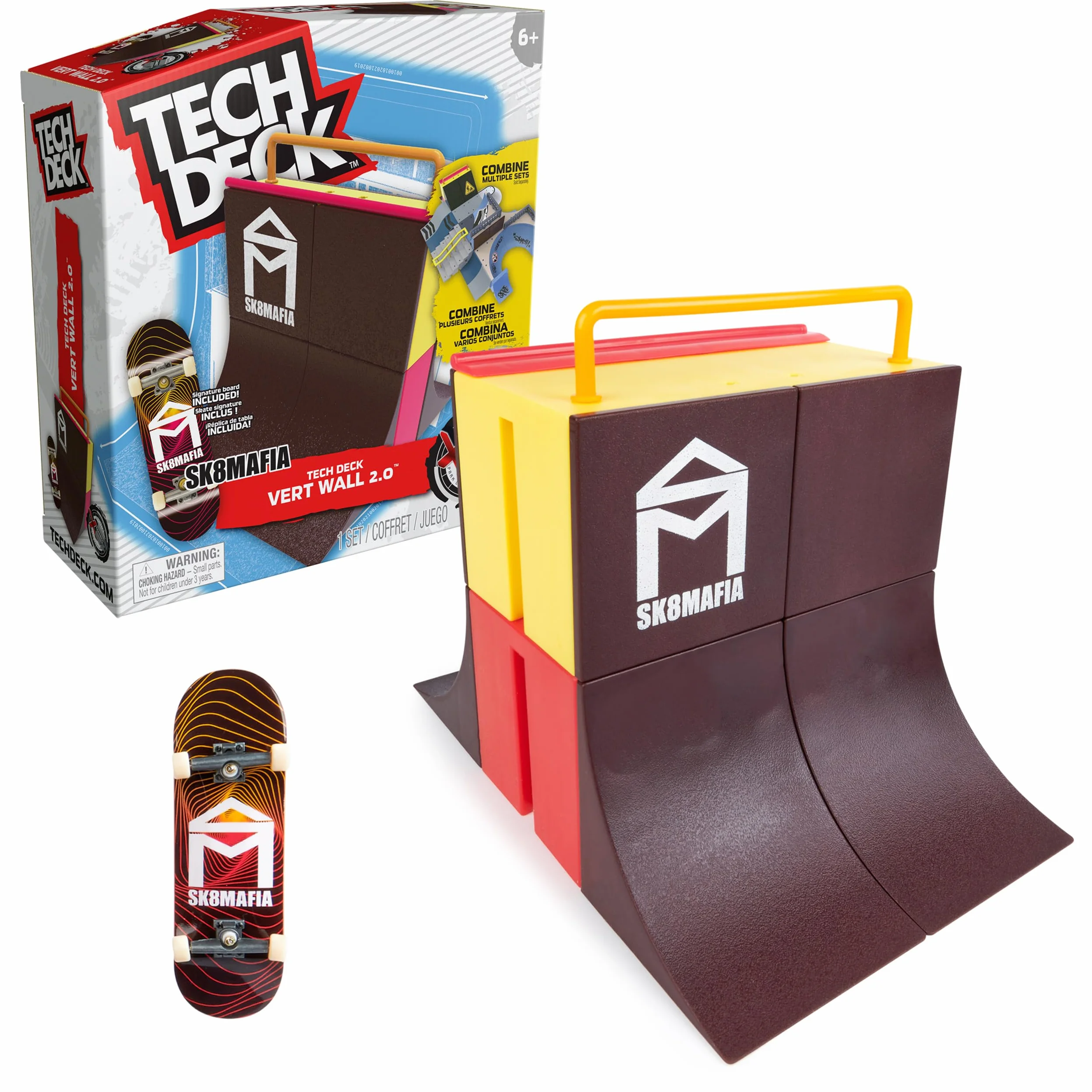 TECH DECK - FINGER SKATE - STARTER SET X-CONNECT SK8MAFIA VERDE WALL - Tech Deck Skatepark 100% modulabile da costruire e personalizzare + 1 esclusivo Finger Skate - Mini skate - Giocattolo per