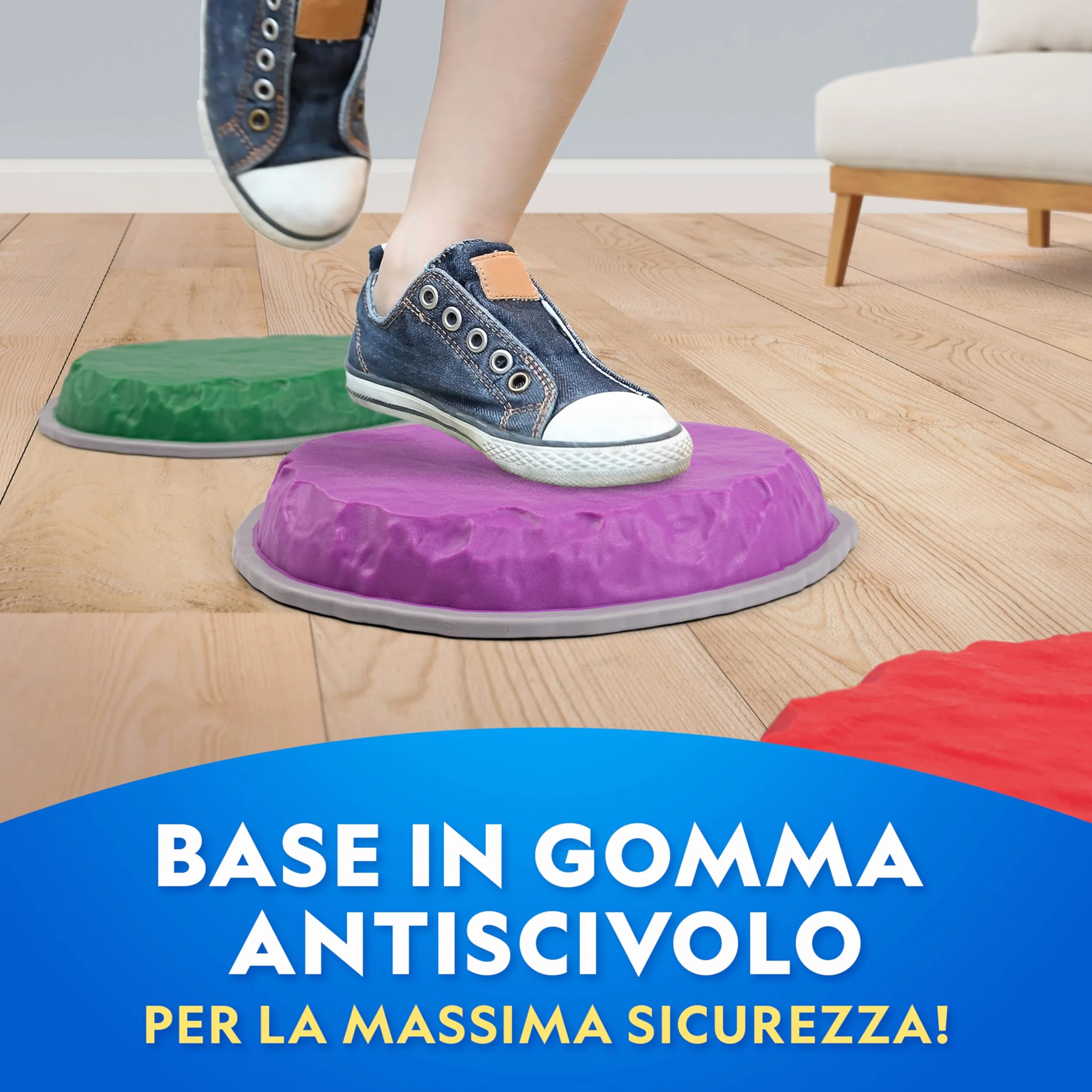 Blue Marble National Geographic Pietre per Equilibrio Bambini - 10 Pietre Antiscivolo Resistenti per Sviluppare Coordinazione e Abilità Motorie