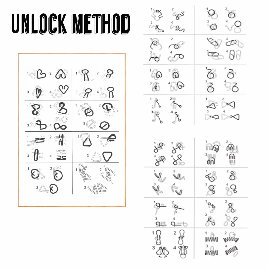 Rompicapo Metallo 24 Pezzi Set, Giochi Intelligenza IQ Test, Puzzle Educativo per Adulti e Bambini