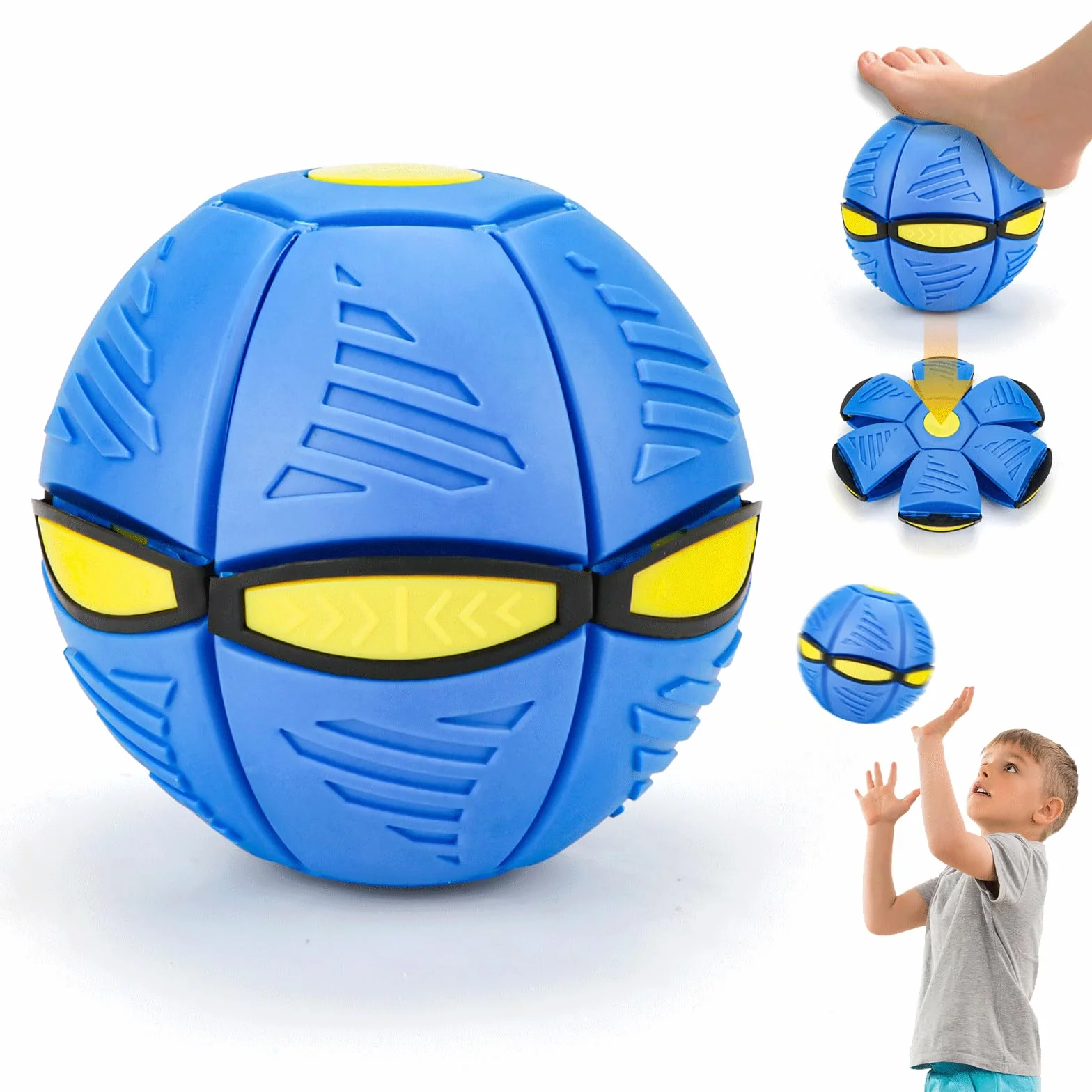 Byffoer 2026 Pallone saltellante magico per bambini, disco volante, palla saltellante, interazione genitore-figlio, giocattolo luminoso per reazione educativa del corpo (blu)