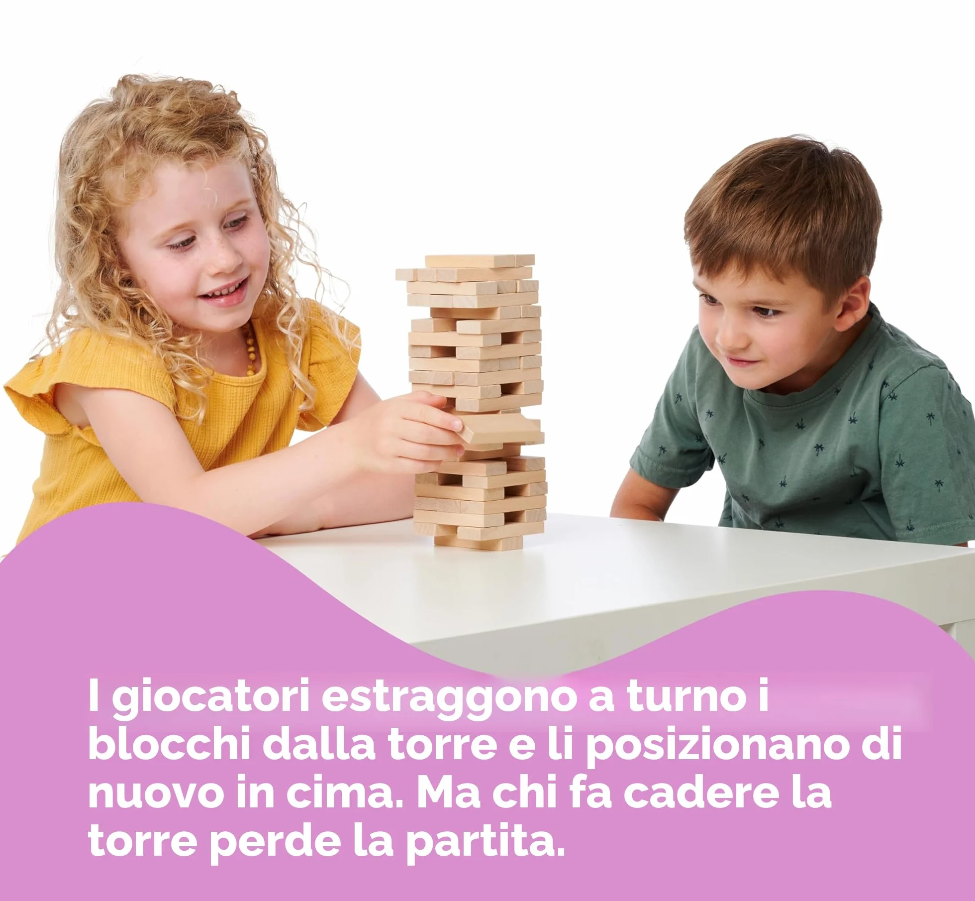 Eichhorn Torre in Legno Vacillante, Gioco impilabile, in legno non trattato, torre a dondolo, 54 pezzi, 5 anni, 100002466, marrone