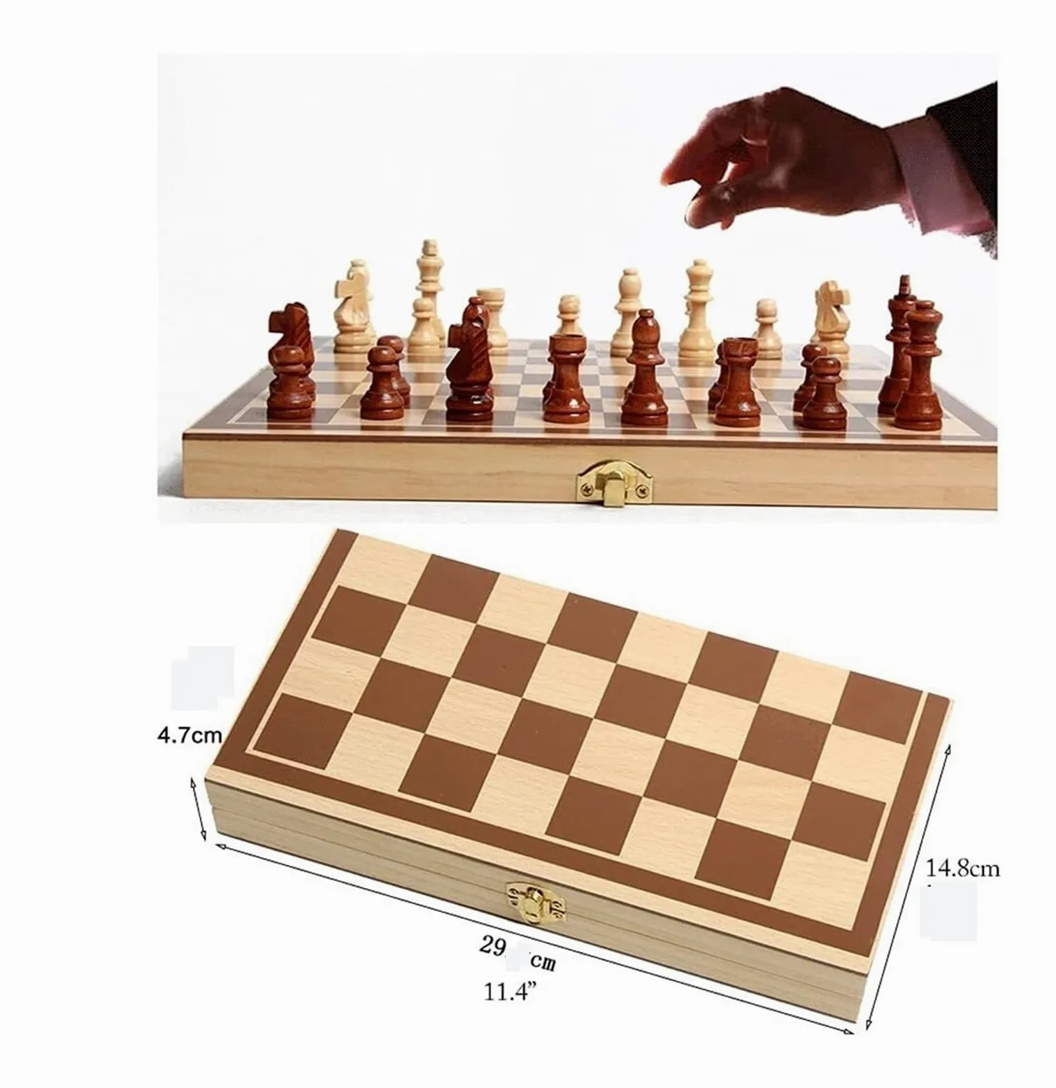 Set Scacchi Set di Scacchi da Gioco Tavolo 11,4x11,4 Pollici Standard in Legno Pieghevole Scacchiera Gioco