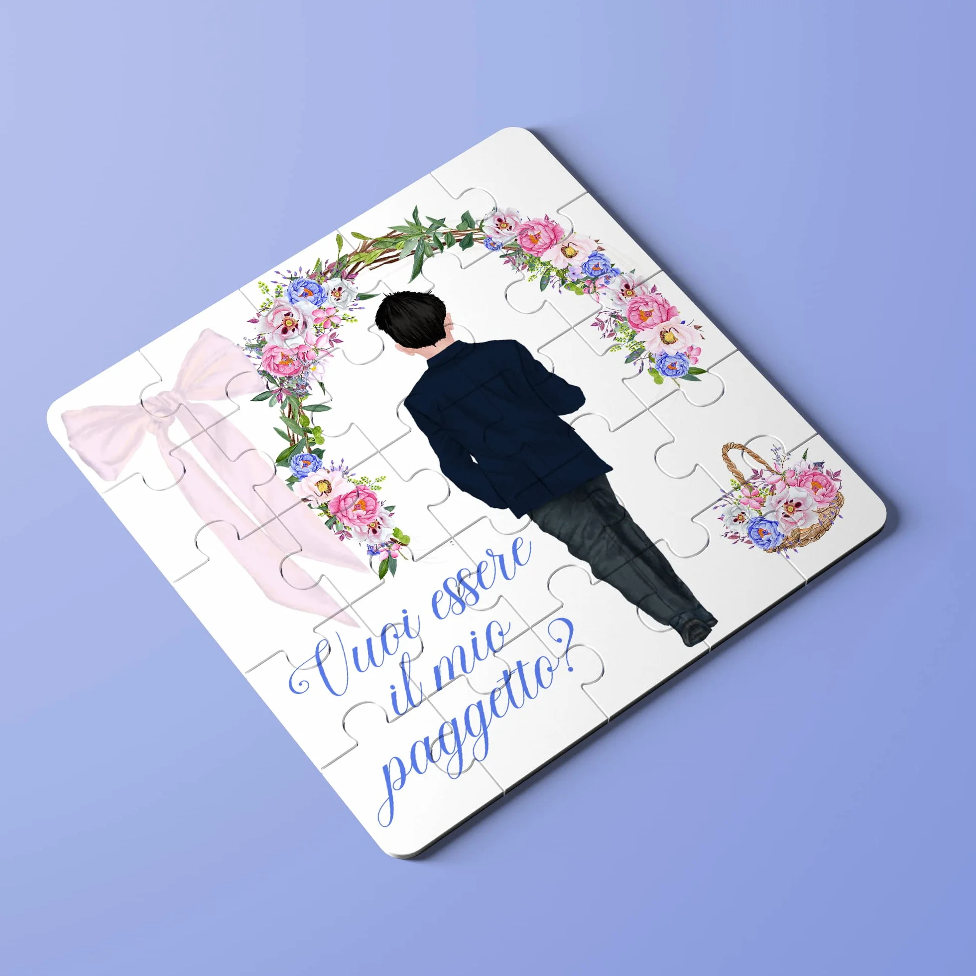 Vuoi essere il mio paggetto? Puzzle Biglietto Personalizzato per Bambino Portafedi – Disegno a Scelta – Proposta Originale per Matrimonio o Nozze – Regalo Simpatico e Tenero