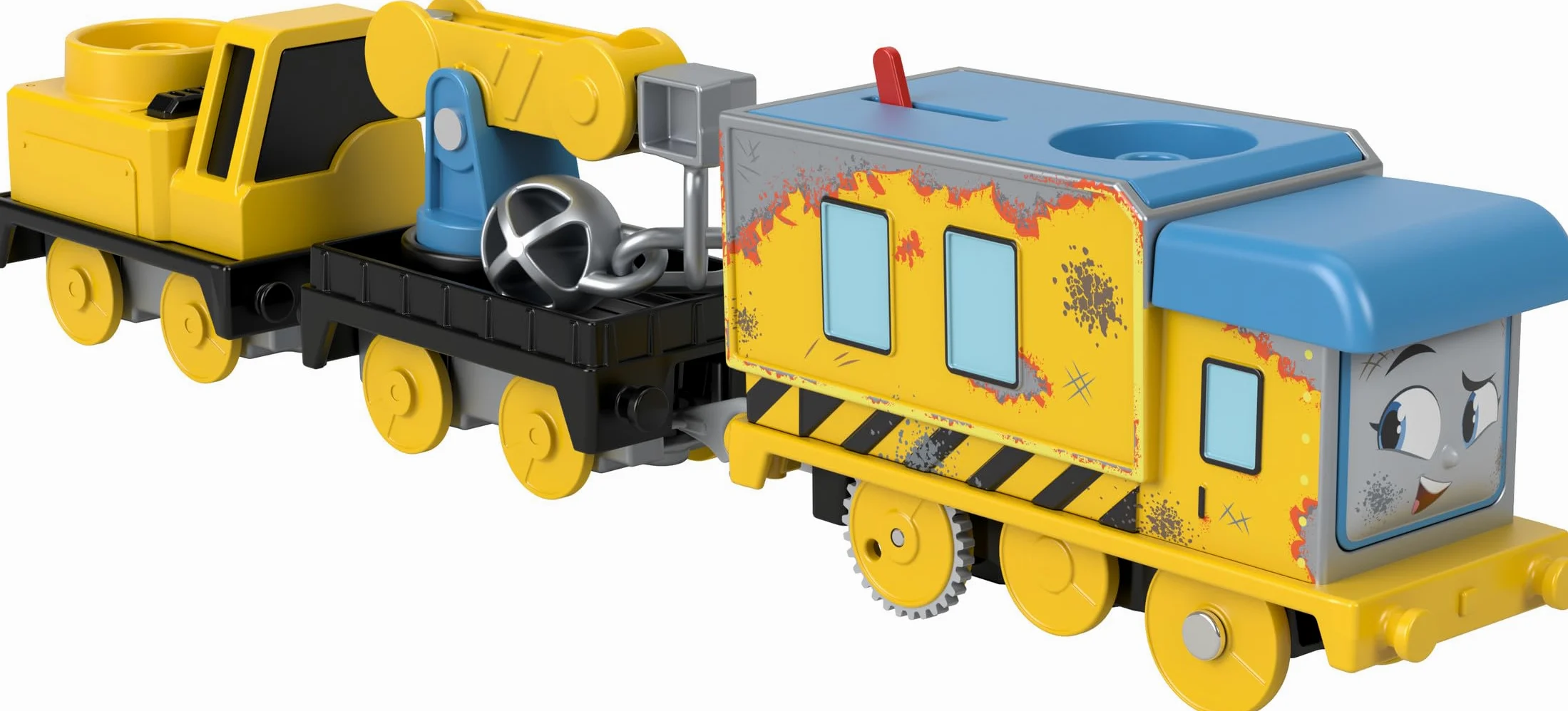 Thomas & Friends Motorized Toy Train Wreck ‘n Roll Carly The Crane with Construction Wrecking Ball for Preschool Kids Ages 3+ Years
