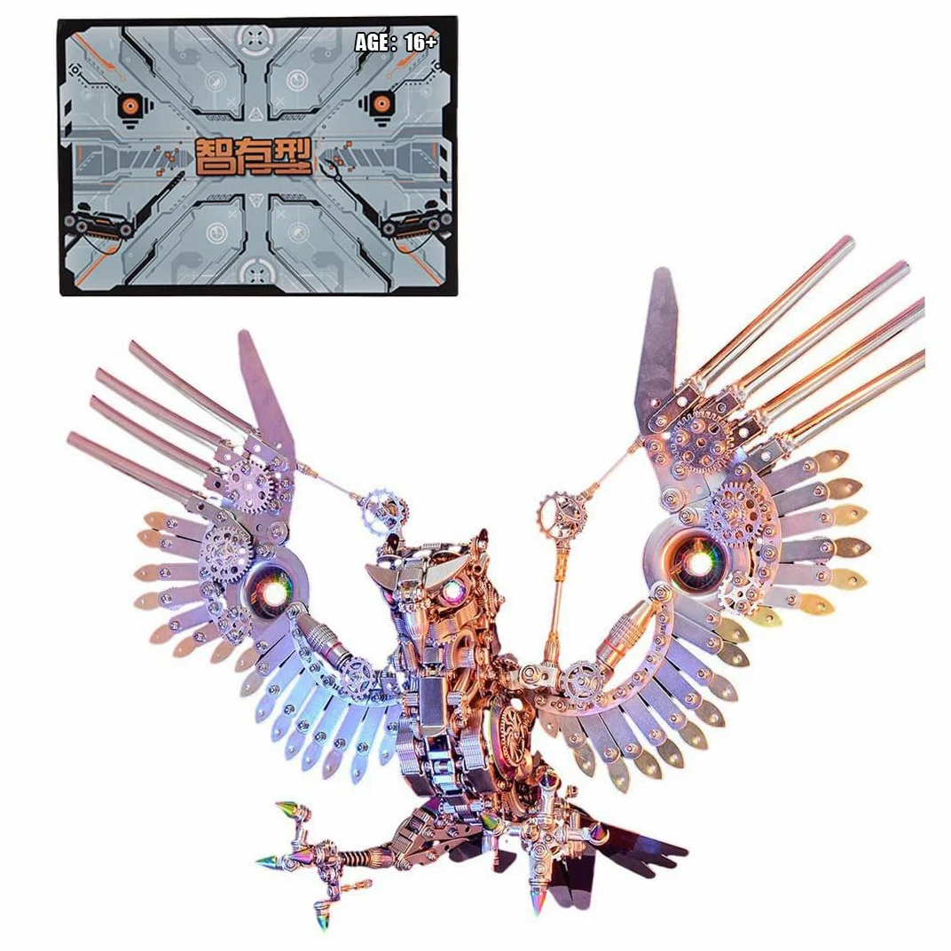 Kisss Puzzle in metallo 3D per adulti, 1800 + pezzi Steampunk Eagle Metal Modello, puzzle 3D fai da te, decorazione creativa, set regalo creativo per bambini e adulti