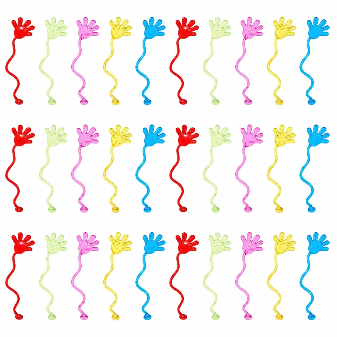 30 pezzi mani appiccicose giocattolo, colori assortiti, in gomma morbida e atossica