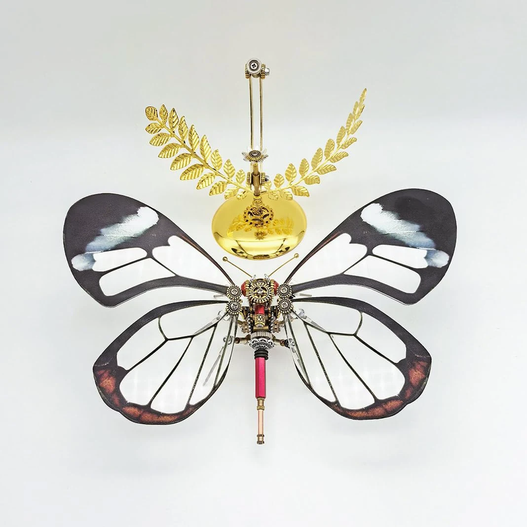 Puzzle 3D per adulti, in metallo, meccanico, con farfalla, steampunk, fai da te, con ali di vetro, regalo decorativo alla moda per gli amici (100+pezzi)