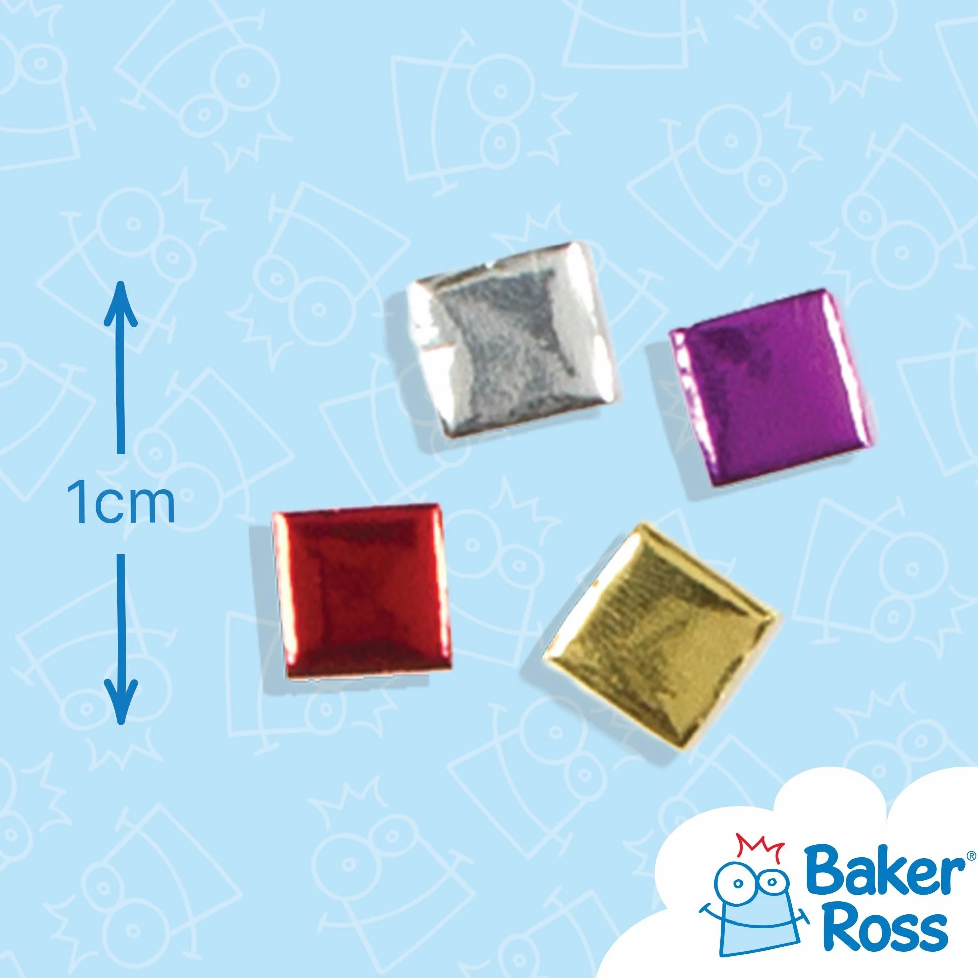 Baker Ross Tesselli per Mosaico Metallizzate in Gommapiuma Autoadesiva, Ideali per Creazioni Fai da Te Natalizie (confezione da 1440)