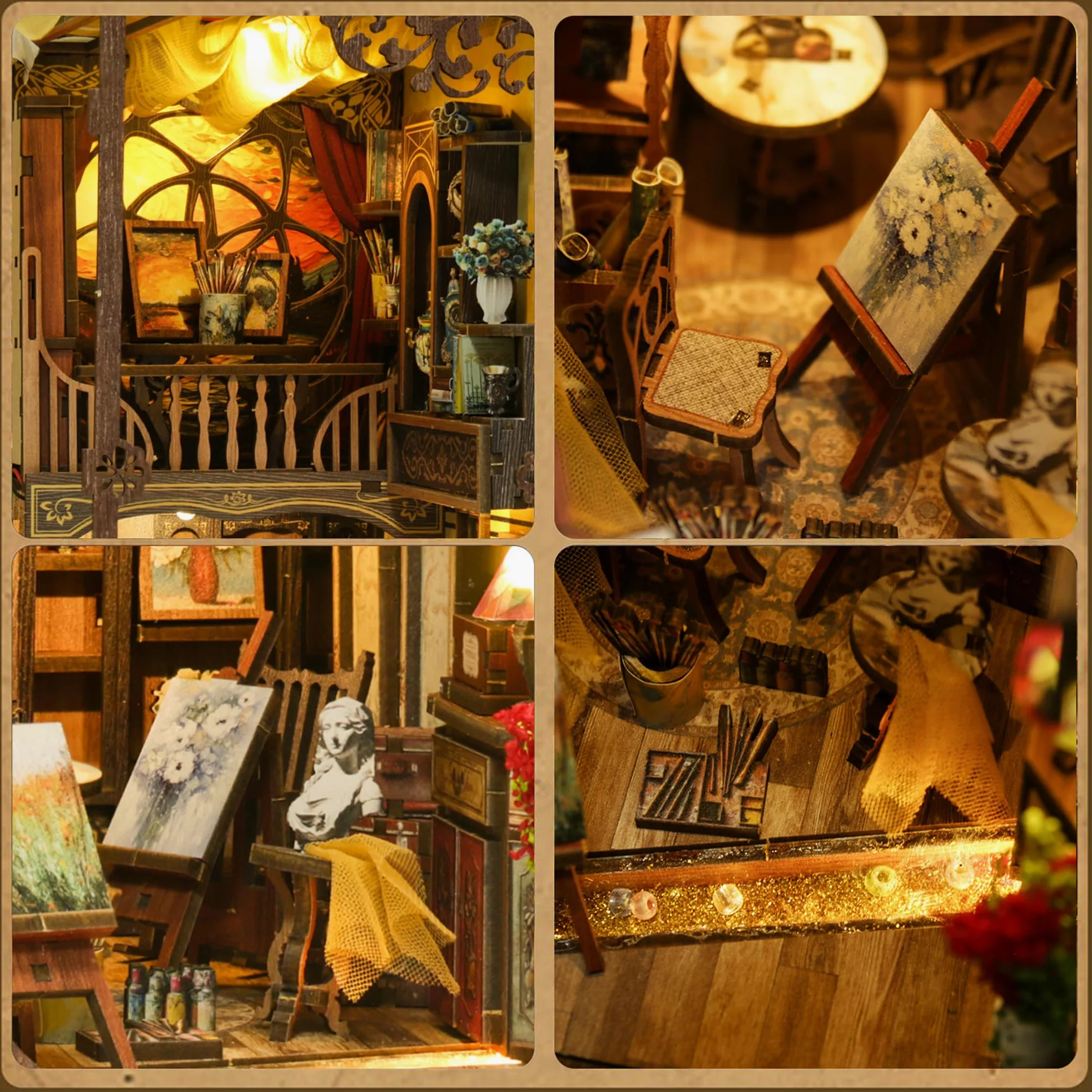 CRIOLPO Kit Book Nook DIY per Adulti - Casa in Miniatura con Luci LED da Montare, Modellismo 3D Creativo per Decorare Librerie - Regalo Originale per Appassionati di Fai da Te