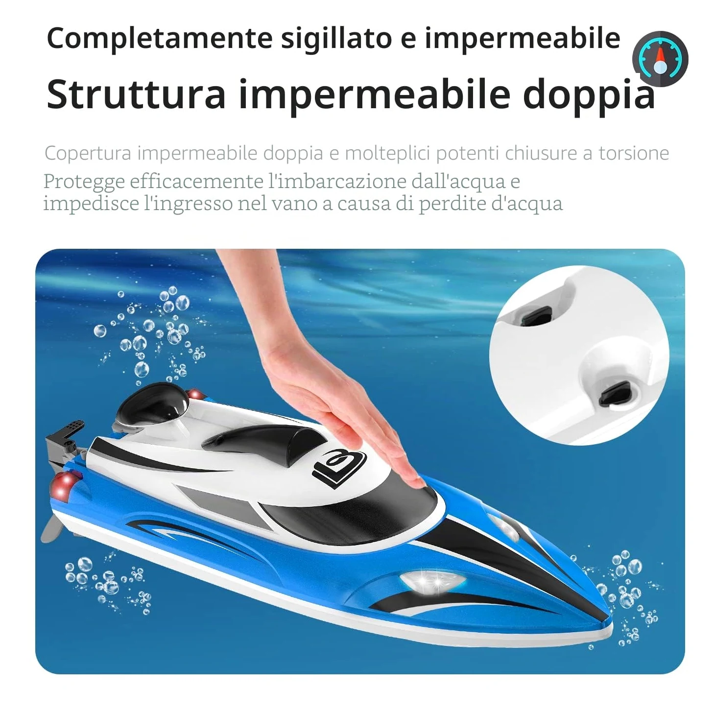 Motoscafo ad alta velocità Telecomando impermeabile Telecomando a bordo Modello di barca Giocattolo Modello di nave elettrica Yacht BLLRC L100 (Blu)