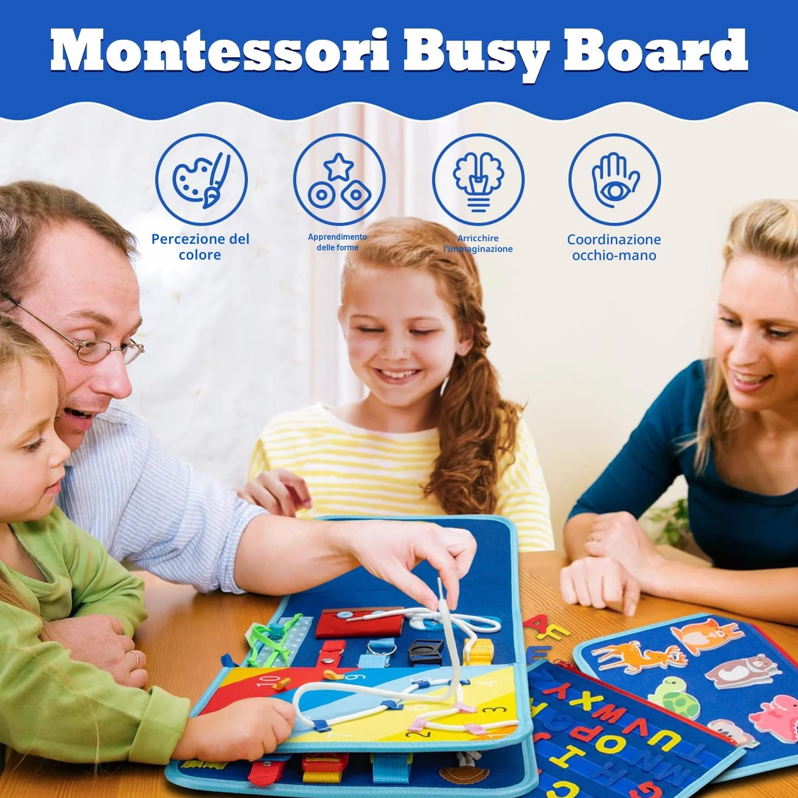 Busy Board Montessori Pannello Sensoriale Giochi Educativi 2 3 4 5 Anni