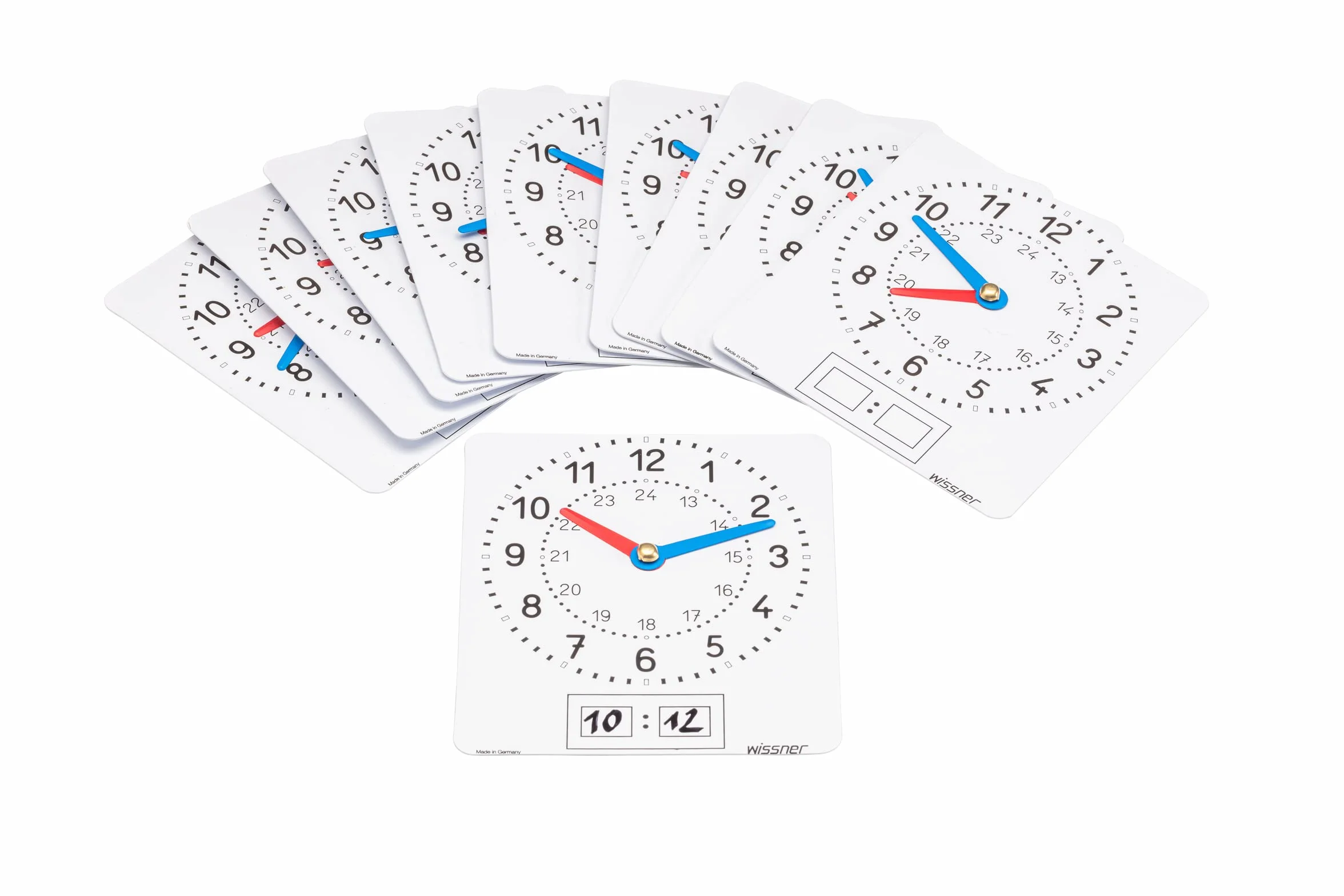 WISSNER aktiv lernen - Orologio in lamina, bianco, 10 parti, etichettabile, in un sacchetto di plastica
