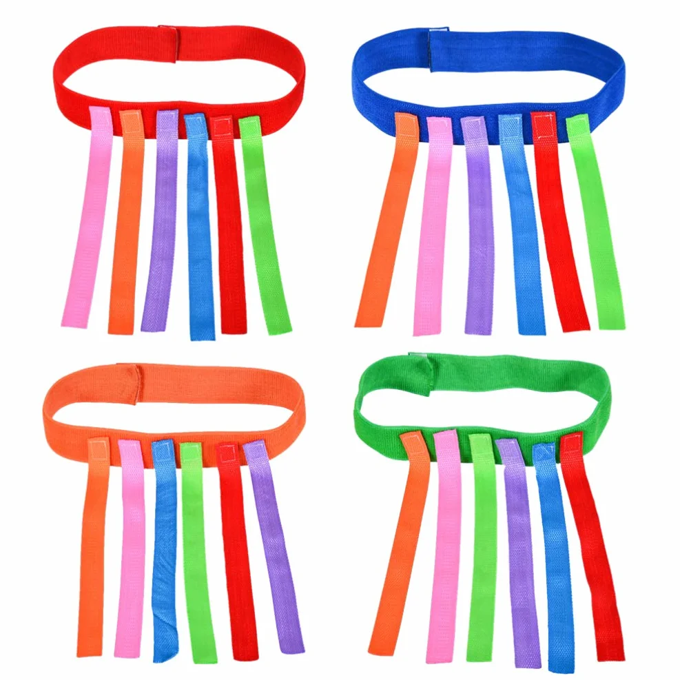 NUOBESTY 4 pezzi per tirare, coda di campo, coda, corsa, velocità, allenamento, giocattoli con cinghie di gancio, per ragazze e ragazzi (blu, rosso, arancione, verde)