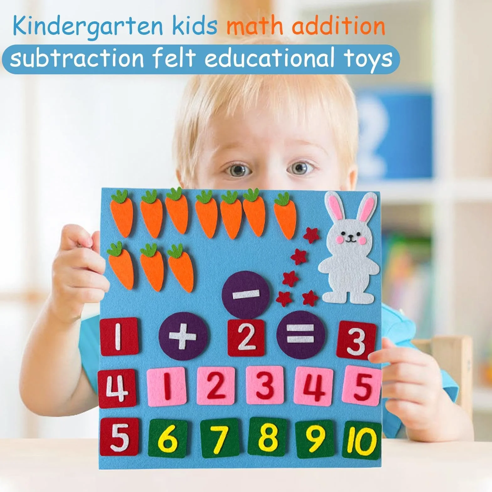 Tabella in feltro – Conteggio e sottrazione – Tavola in feltro – Tabella in feltro con numeri per i bambini – Giocattolo educativo per la matematica