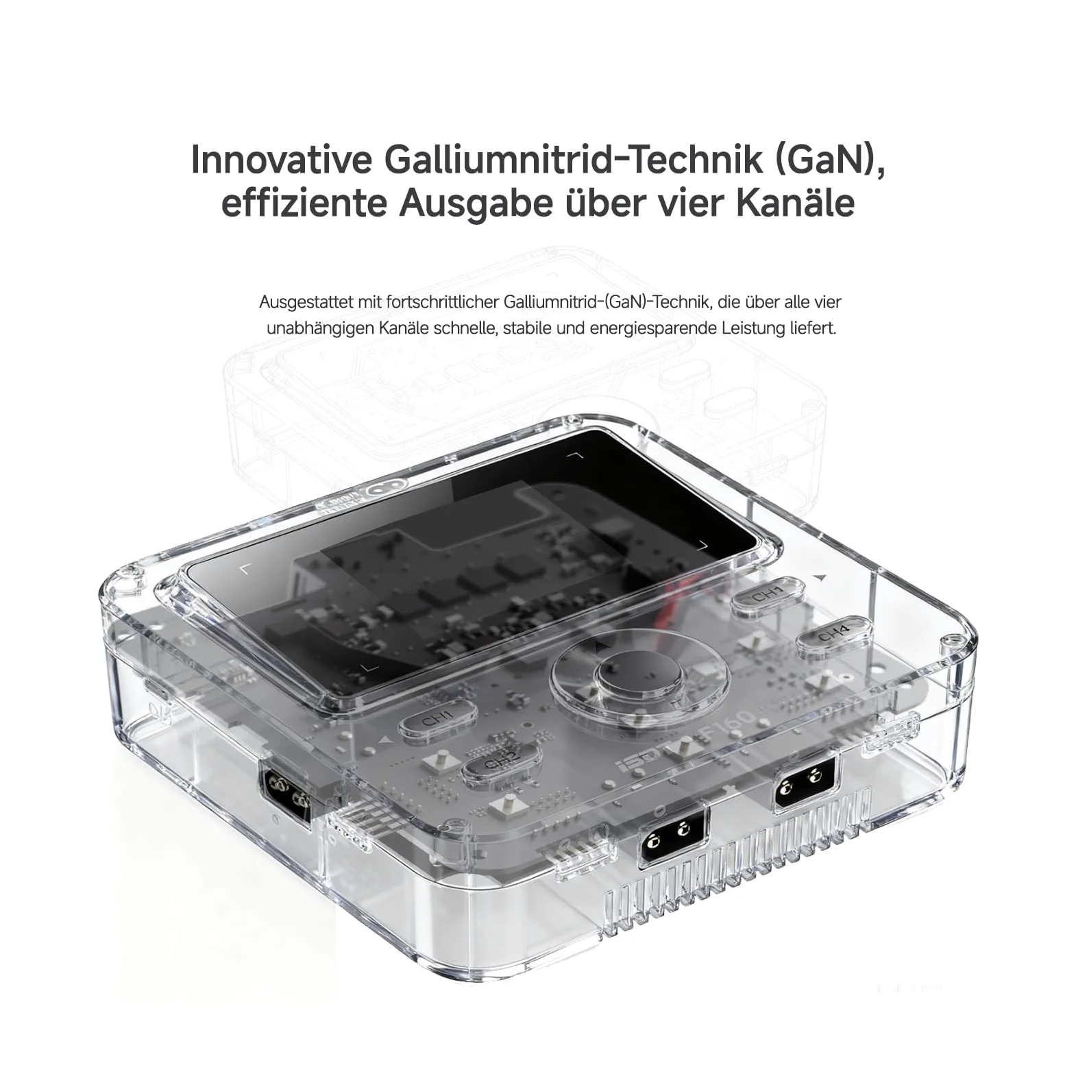 ISDT GaN F160 - Caricabatterie LiPo a 4 canali, 40 W AC 5 W x4, caricatore/scaricatore bilanciatore per batterie RC LiPo, LiHv, agli ioni di litio, NiMH e al piombo