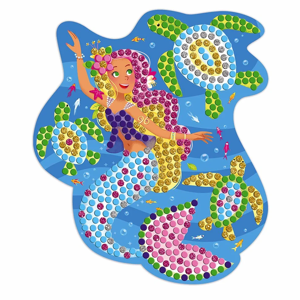 Janod - Cofanetto Mosaici Delfini e Sirene - Les Ateliers du Calme - Kit Creativo per il Tempo Libero Dei Bambini - Sviluppo della Motricità Fine e della Concentrazione - Dall'Età di 7 Anni, J07961