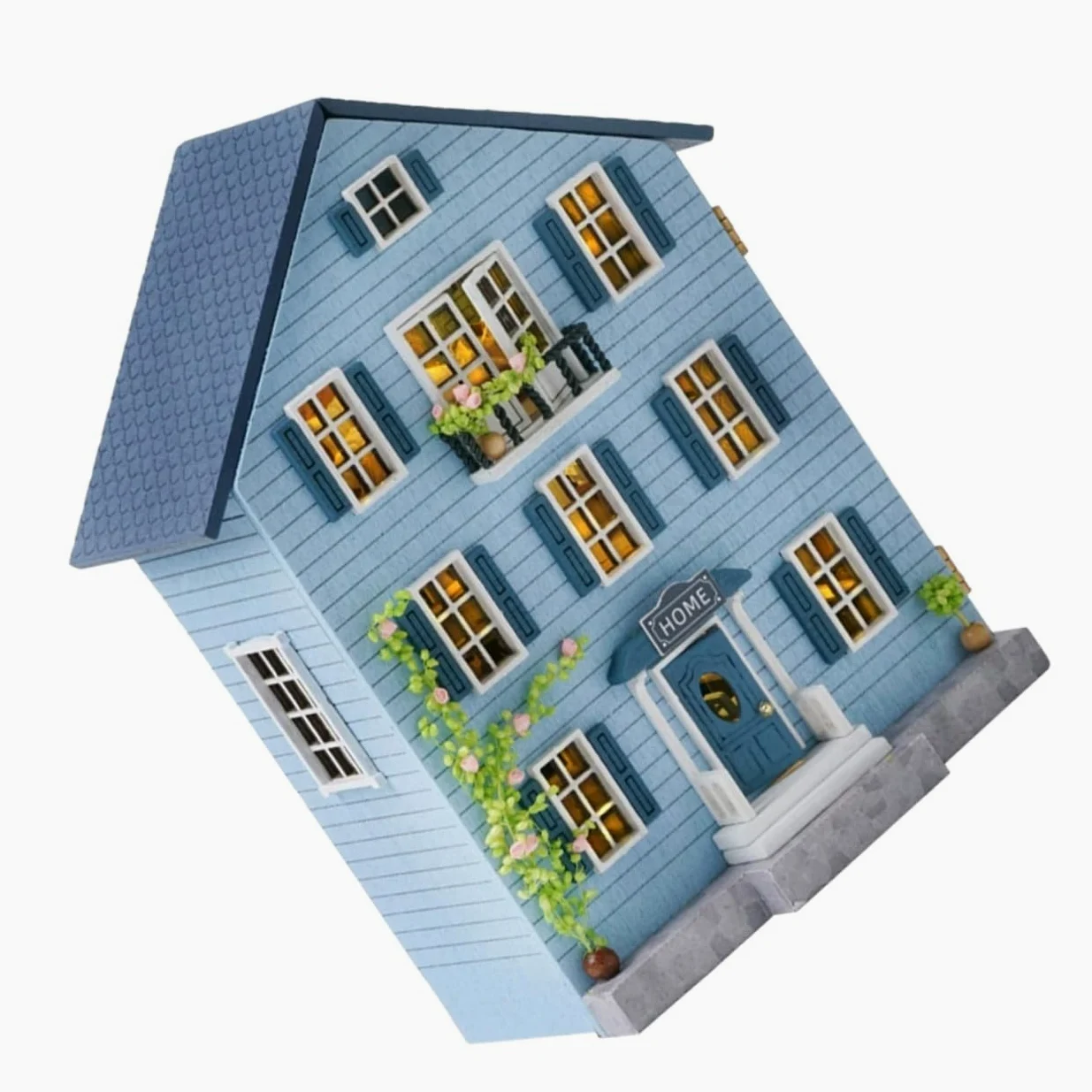 Kit Mini Casa delle Bambole in Legno con Mobili Tipo Te Resistente e Portatile Decorazione Creativa per Festa di Natale e Attività Manuali Familiari