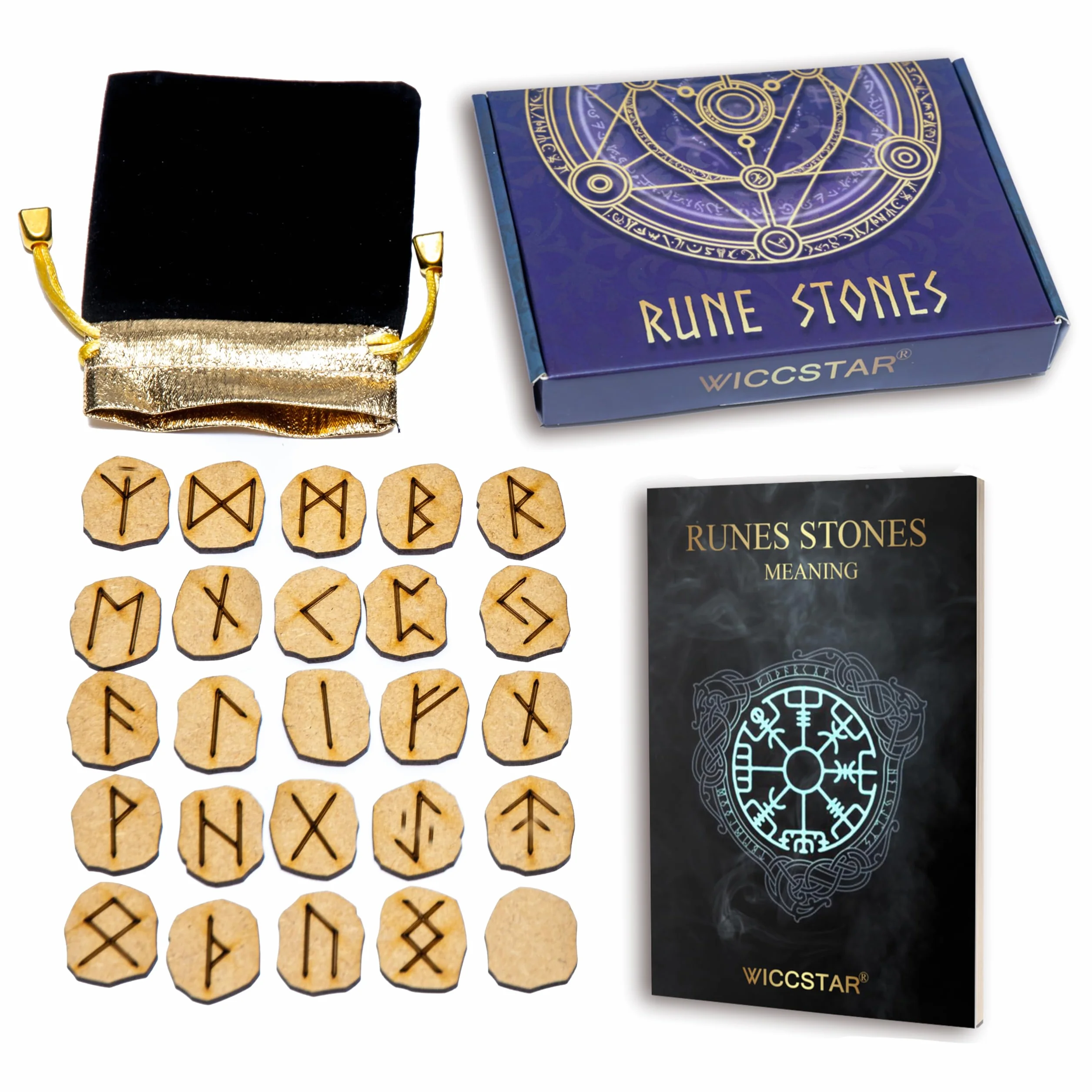 Rune Pietra celtiche Stone Set Borsa con Layout
