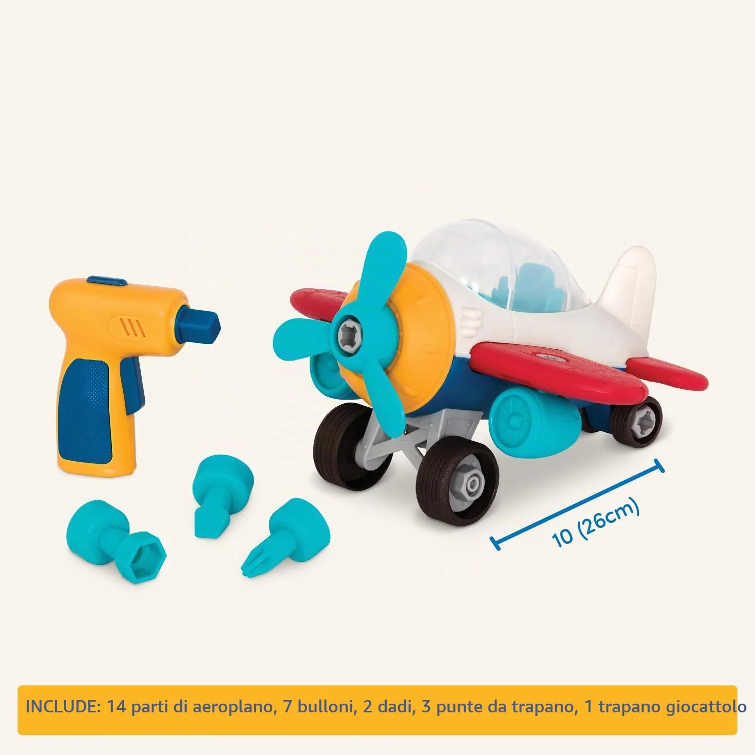 Battat - Aereo da trasporto - Aereo giocattolo con trapano per bambini - Giocattolo STEM - Benefici per lo sviluppo - 3 anni +