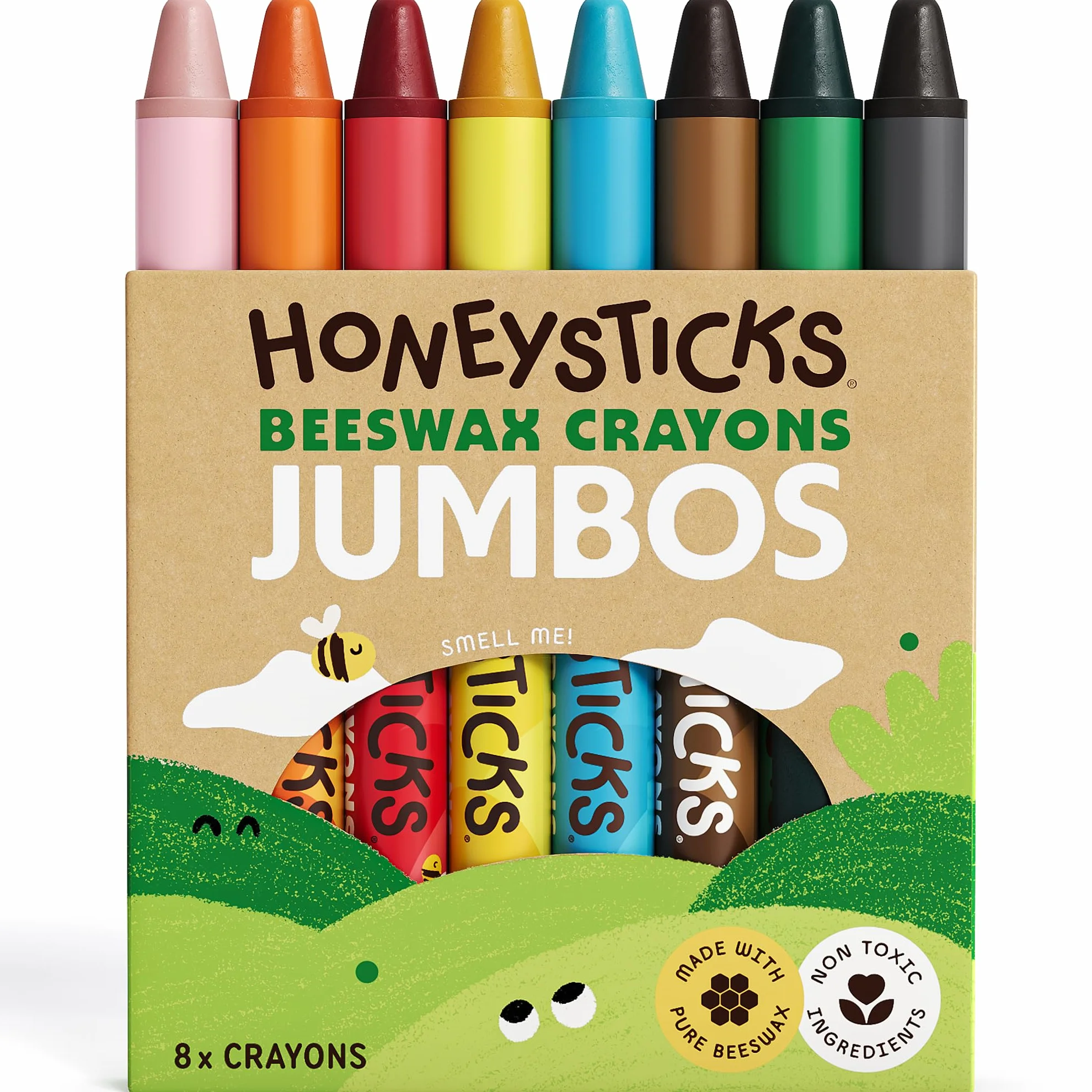 Honeysticks - Pastelli in 100% pura cera d’api (confezione da 8 pezzi, sottili). Naturali, atossici e sicuri per bambini di ogni età. Fatti a mano in Nuova Zelanda.