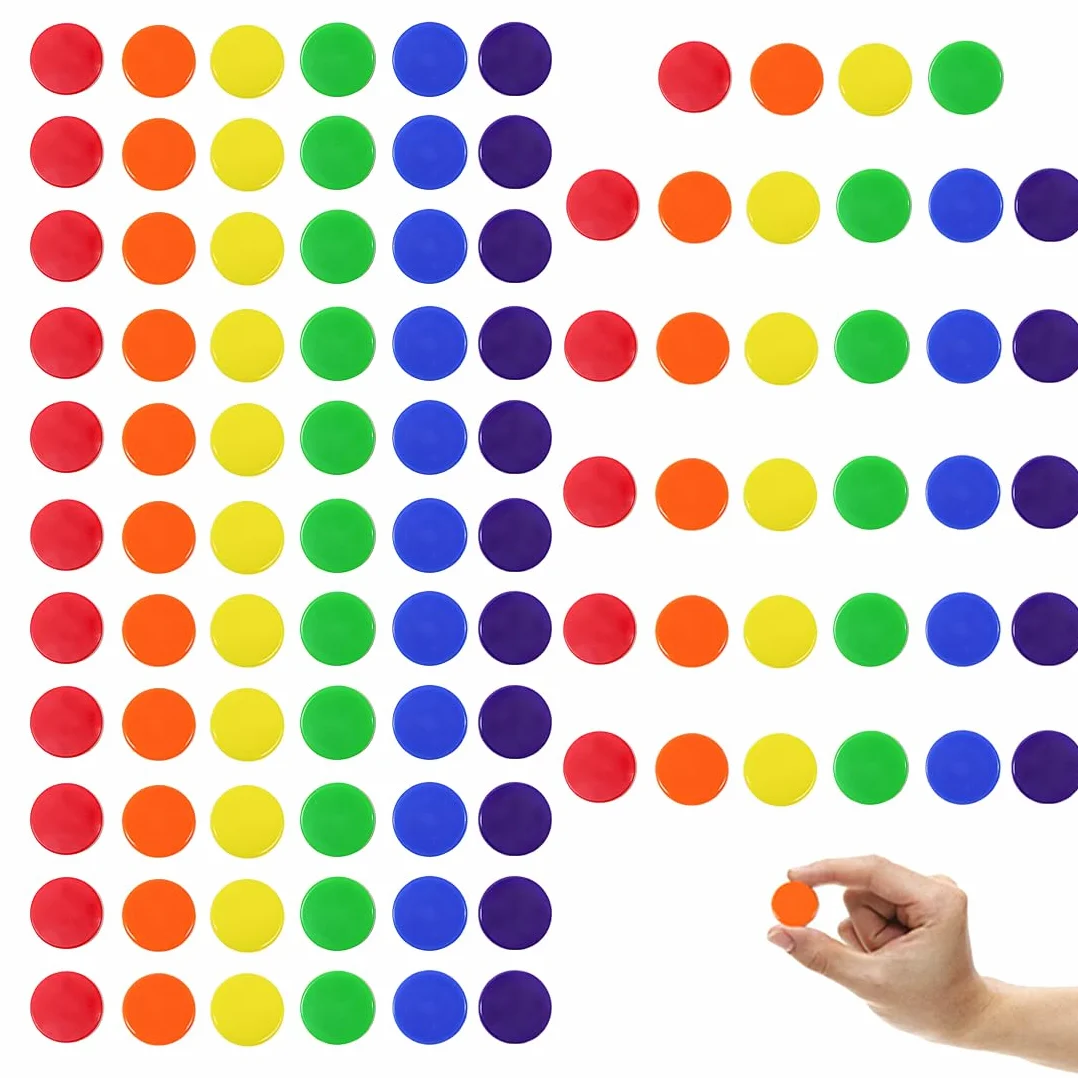 100 Fiches Poker in Plastica, 19 mm Conta Le Patatine per Bambini, Giochi di Carte Fiche, Chip da Gioco per Matematica Gettoni Contatori per Ricompensa