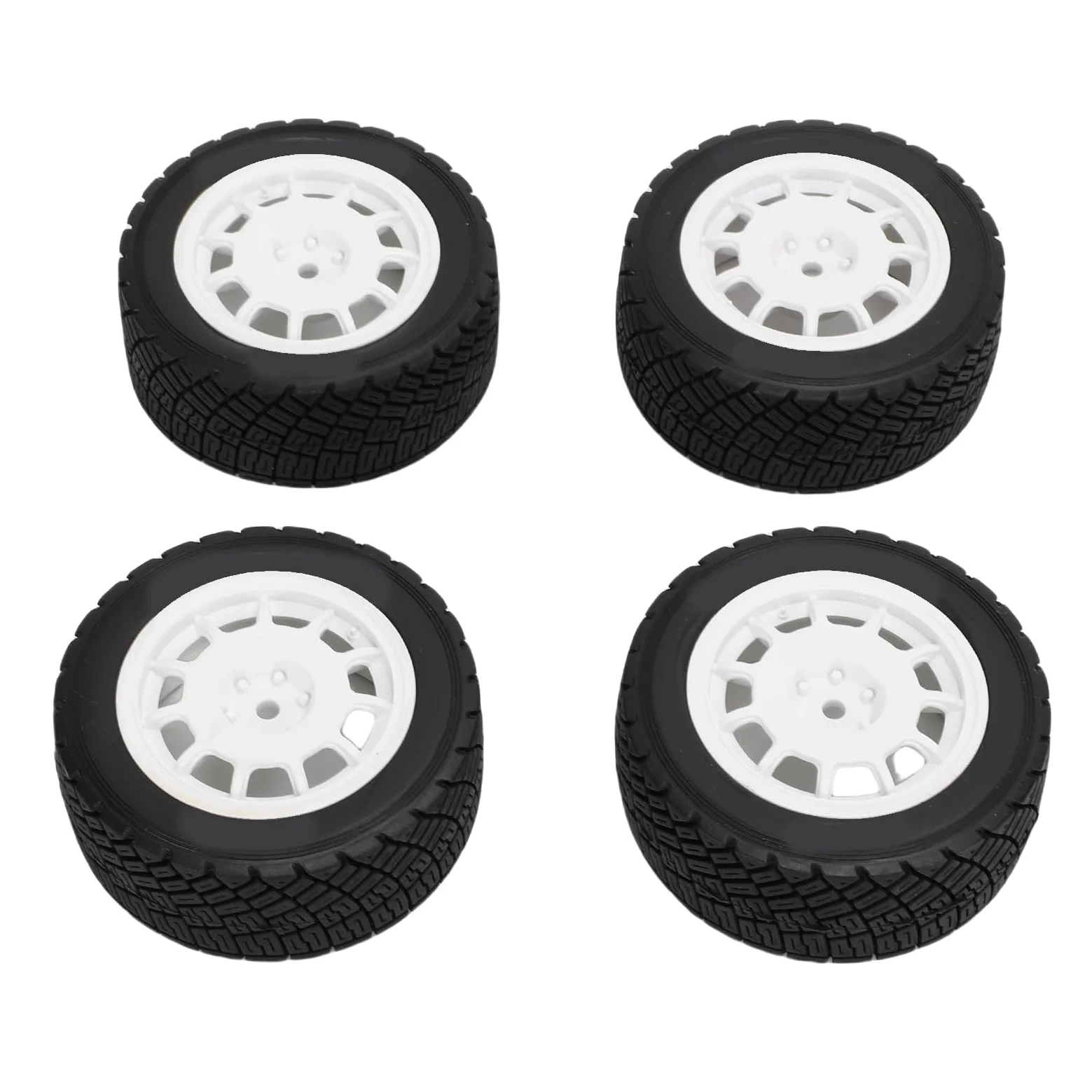 Set di 4 pneumatici per modellini di auto giocattolo resistenti e antiscivolo, per veicoli radiocomandati, ricambio in plastica da 12 mm
