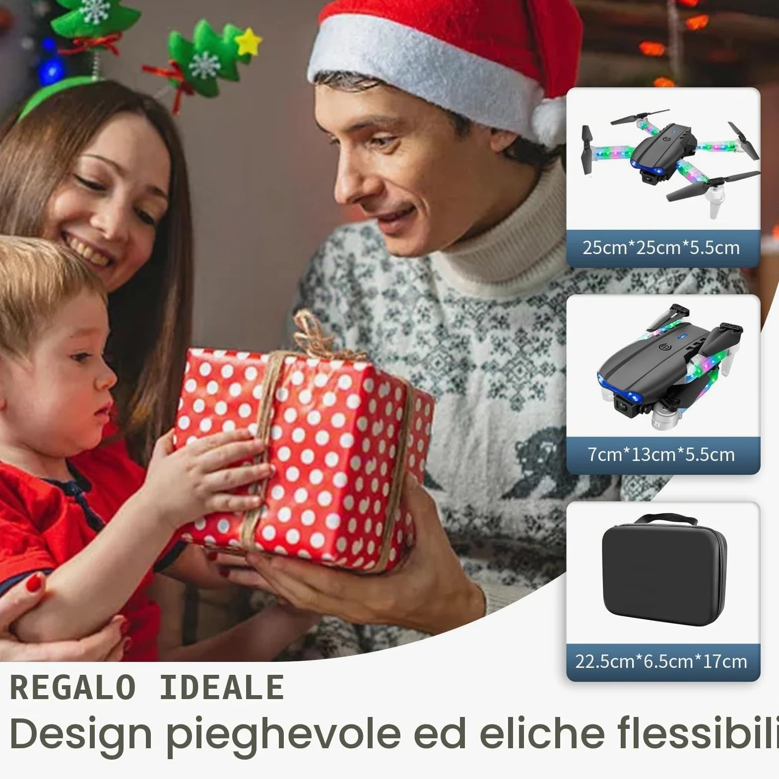 OBEST Drone con Telecamera per Principiante,Mini Drone Professionale con Luce LED Colorata,Wifi FPV Pieghevole RC Quadcopter,Capovolgimento 3D,Atterraggio e Volo con un Clic