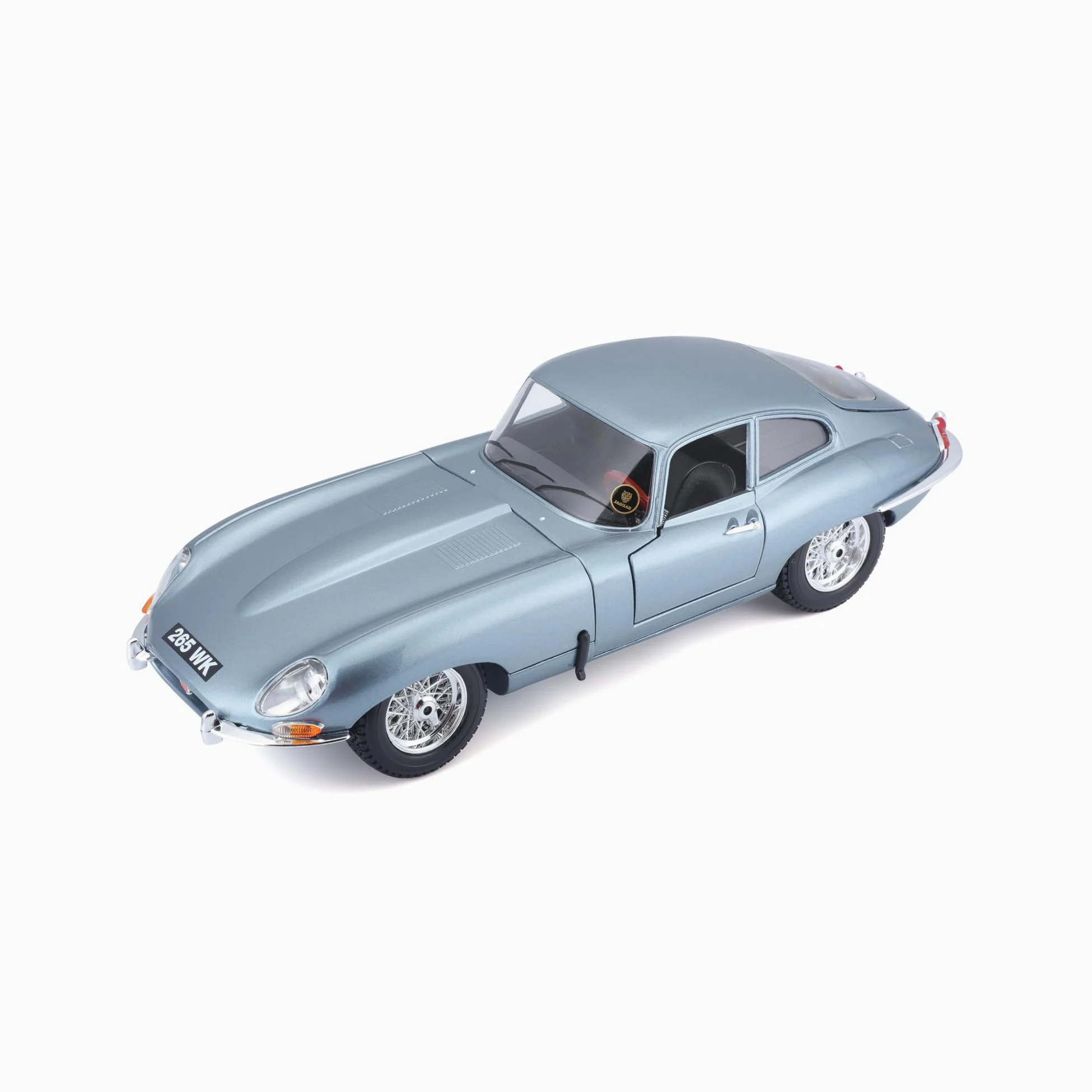 Bburago - Jaguar E-Type Coupe, Auto Diecast in Scala 1:18, Blu Met., 3+ | Modellino Auto Classica da Collezione con Porte, Cofano e Bagagliaio Apribili, Licenza Ufficiale