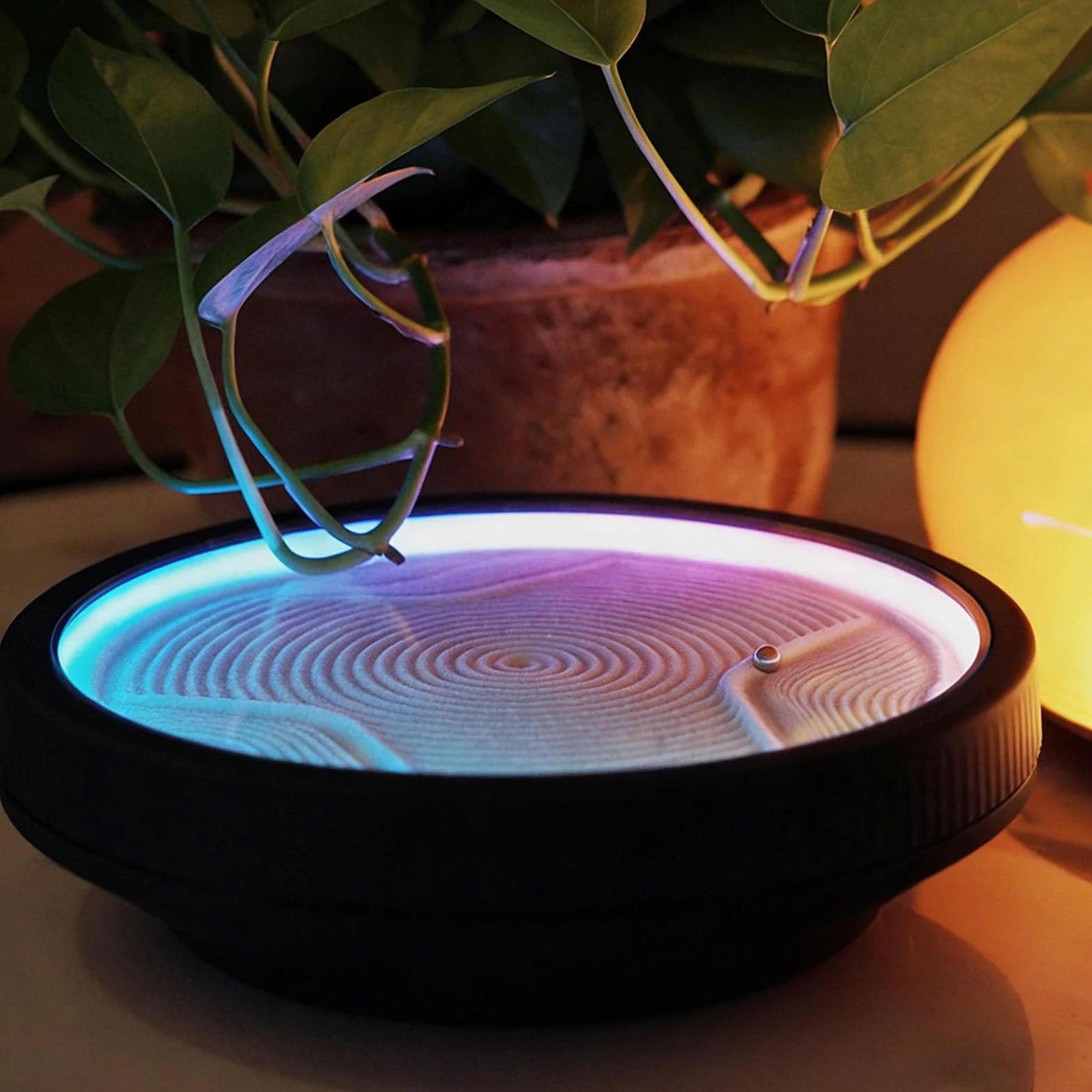 Xiuganpo Mini Robot per Pittura con Sabbia, Ornamento da Tavolo, Macchina per Arte della Sabbia Zen con Controllo App, LED RGB, Motivi Personalizzati, Antistress per L'arredamento di Casa