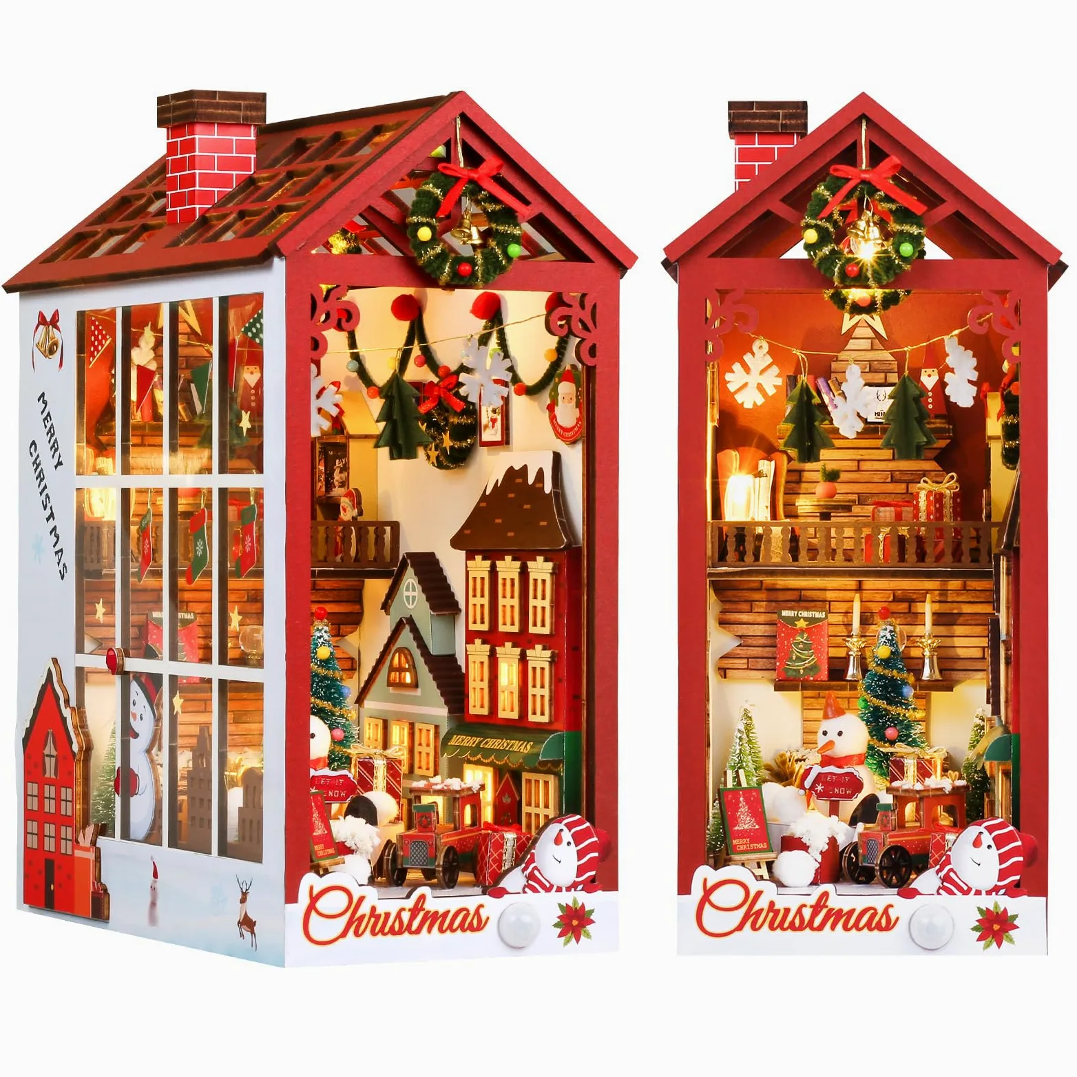 Cuteefun Miniatura per Casa delle Bambole DIY, Natale Fai da Te Book Nook Kit, Decorazione Inserto libreria, Regalo per Compleanni Halloween