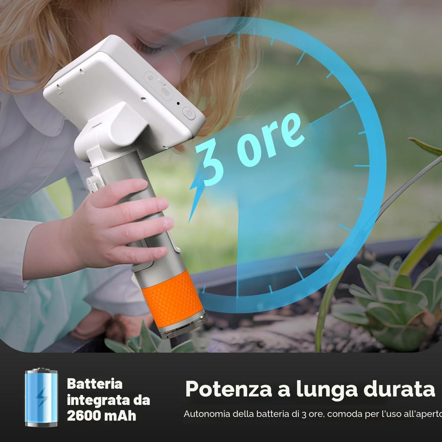 MX2-A Microscopio portatile per bambini, microscopio digitale portatile 100-1600X con schermo LCD da 4,3" 1080p, MatataStudio Wireless USB, microscopi educativi per bambini e adulti
