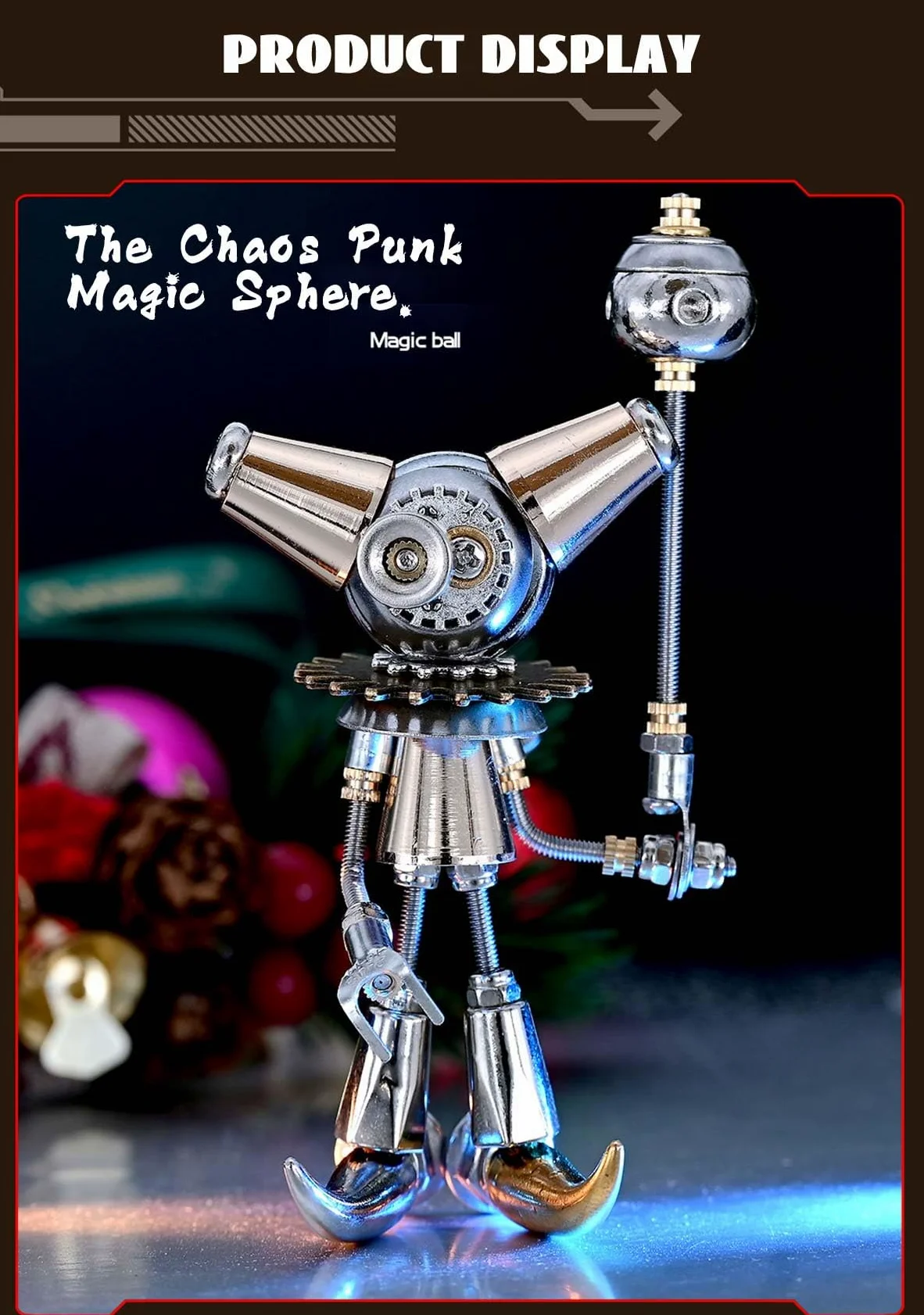 Puzzle in metallo 3D per adulti, scatola cieca natalizia Steampunk Mecha, 7 robot, Natale a sorpresa 2024, oltre 500 pezzi