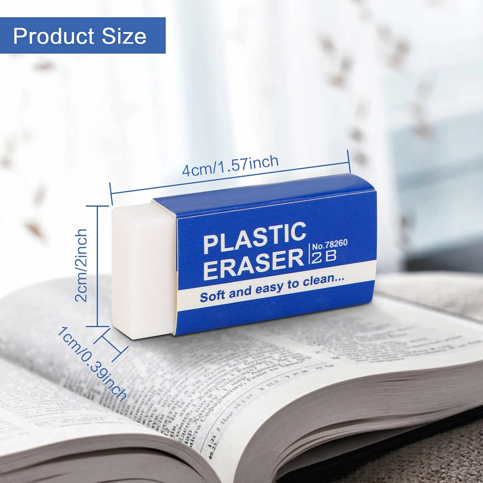 40 gomme da cancellare in plastica morbida 2B, per scuola, casa, ufficio, schizzi, dipinti, belle arti (4 x 2 x 1 cm)