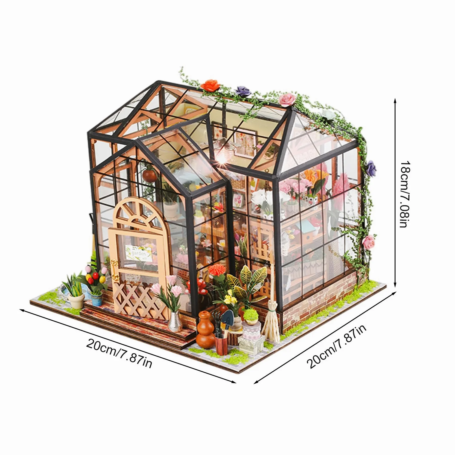 Kit Casa in Miniatura Artigianale 3D Serra in Legno Puzzle DIY | Set di Costruzione Serra con Mobili e Colla da Utensili Per Adulti Arredo Stanze Natale Compleanno Artigianato e Progetti