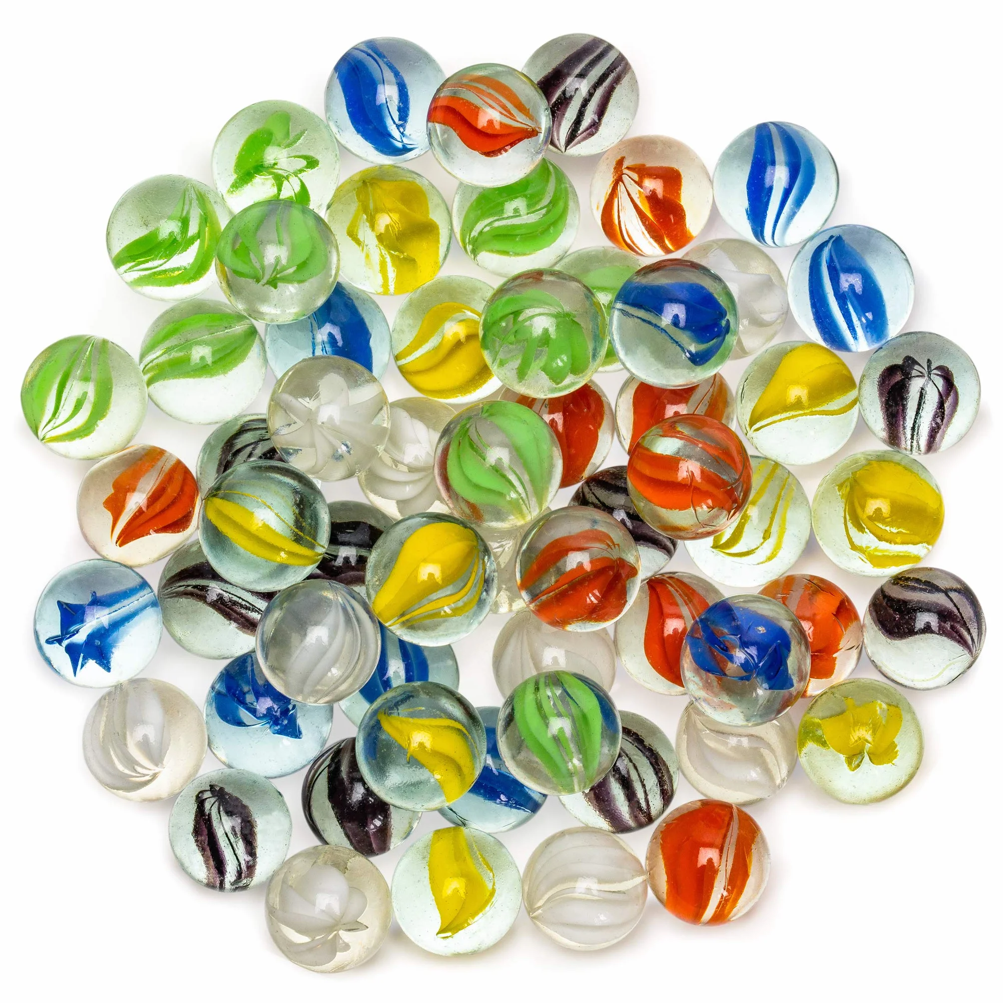 Yellow Mountain Imports Dama Cinese Set Biglie Vetro Traslucide 14mm 60 Pz