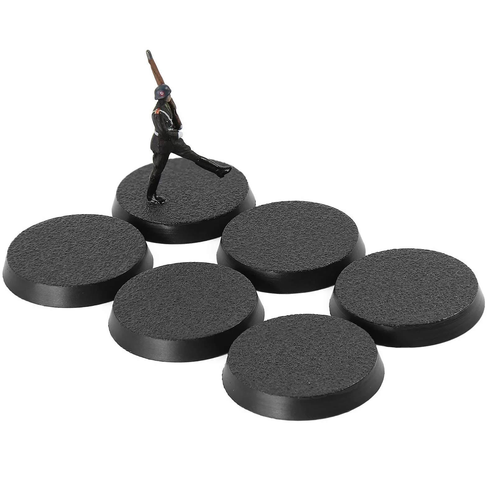 Modello Basi 28.5mm Basi Rotonde Plastica Nera per Giochi da Tavolo Wargames (50 PCS)