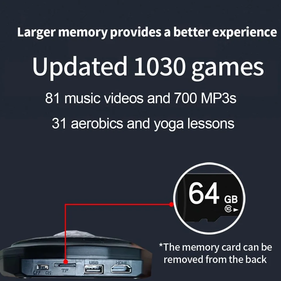 Tappeto da Ballo Elettronico con Fotocamera, 64 GB Scheda di Memoria, 1030 Giochi, 81 Video Musicali, 700 Canzoni