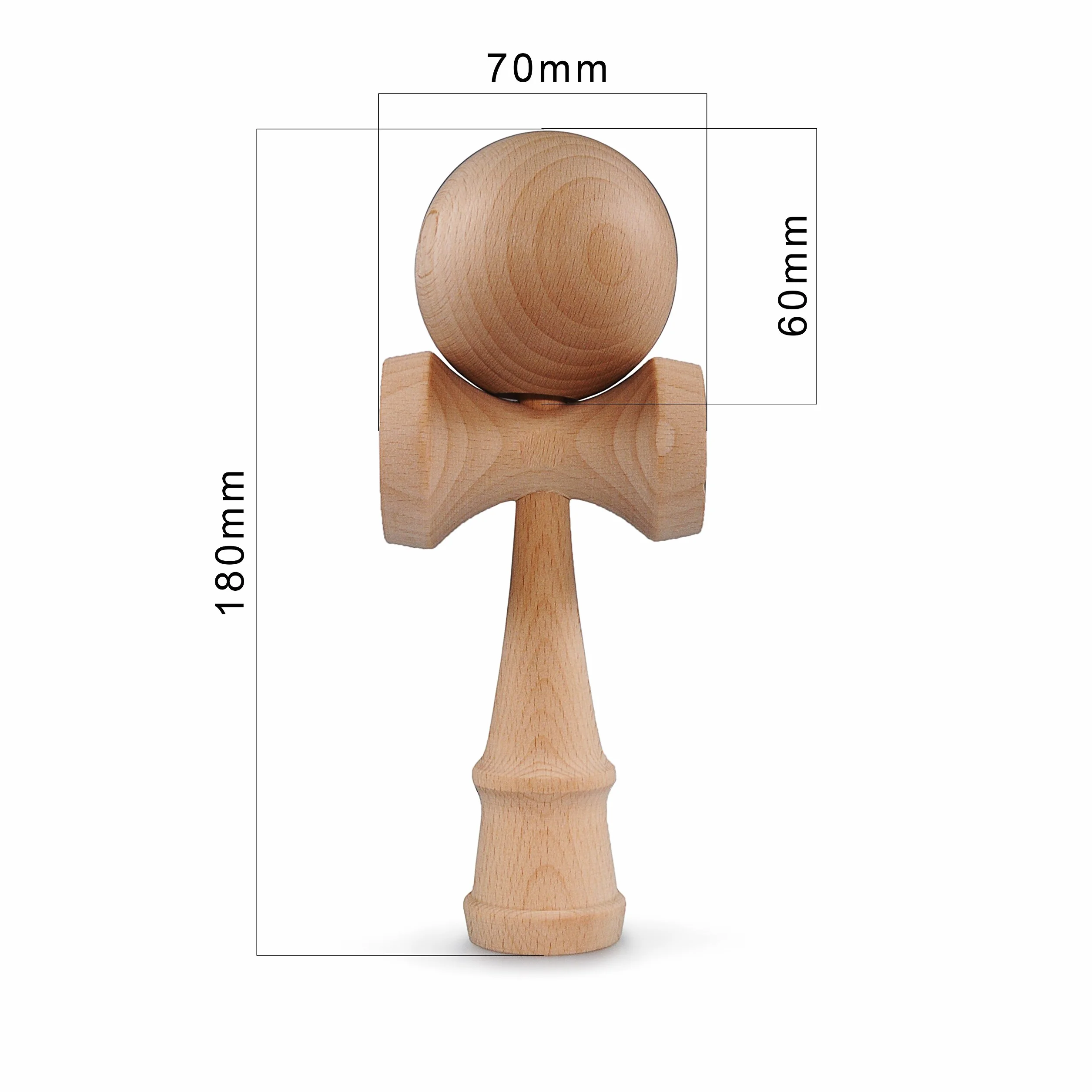 Ganzoo kendama tradizionale giapponese in legno di faggio blu e nero, con palla forata 6 cm collegata da corda nylon resistente, impugnatura ergonomica con 3 coppette standard e puntale, altezza 16 cm