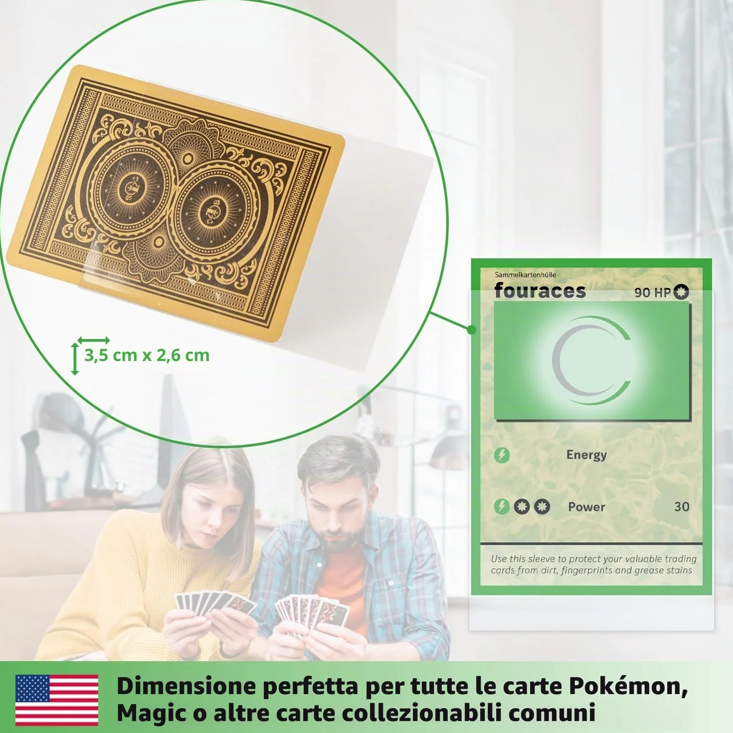 fouraces bustine protettive, 300 pezzi, 90 x 66 mm, per carte pokemon, magic the gathering, ultra slim, sleeves, per carte da gioco