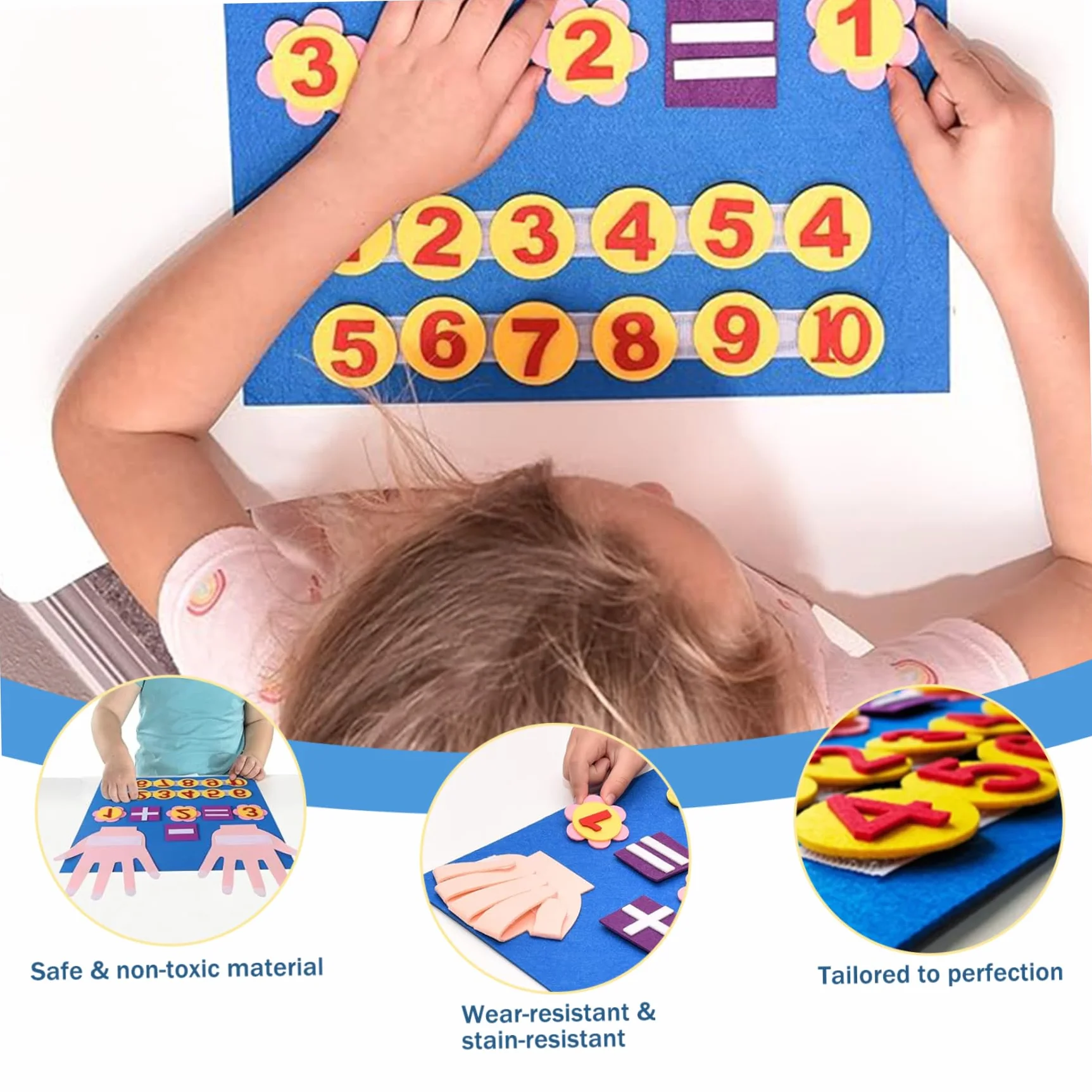 Numeri da dito in feltro Giocattolo matematico per bambini Divertimento carino Educazione precoce Giocattoli di conteggio con anello per appendere Giocattoli di apprendimento vibranti fai-da-te Attiv